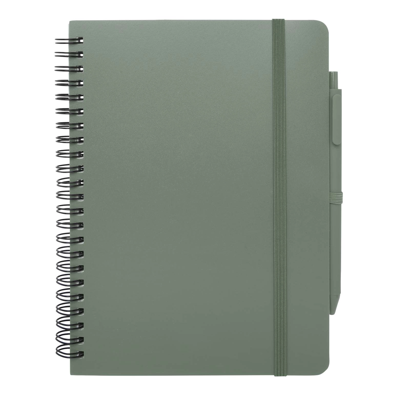 Immagine Blocco note formato A5 con copertina rigida in plastica recuperata in prossimità degli oceani e penna a sfera Thalaasa (inchiostro nero)