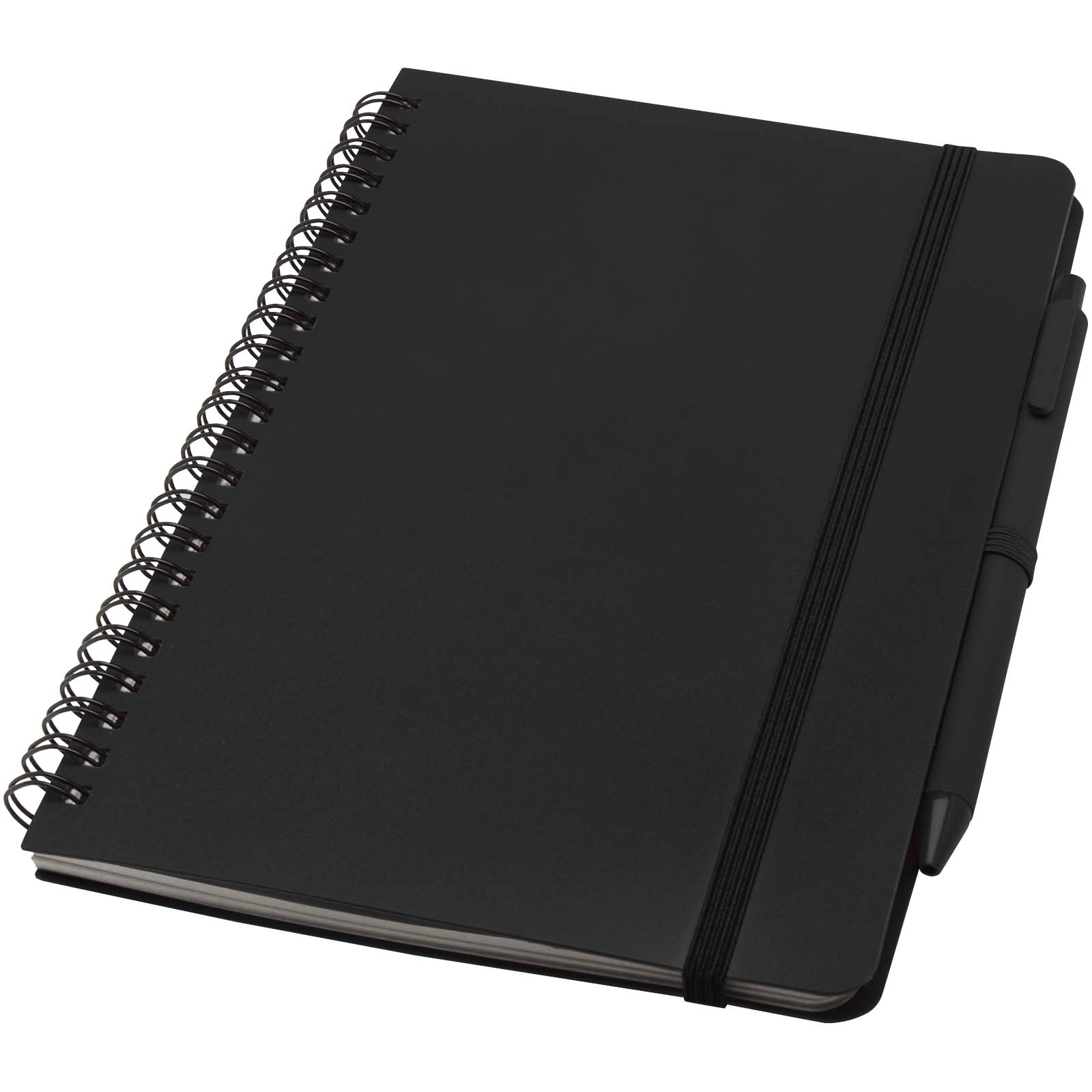 Immagine Blocco note formato A5 con copertina rigida in plastica recuperata in prossimità degli oceani e penna a sfera Thalaasa (inchiostro nero)