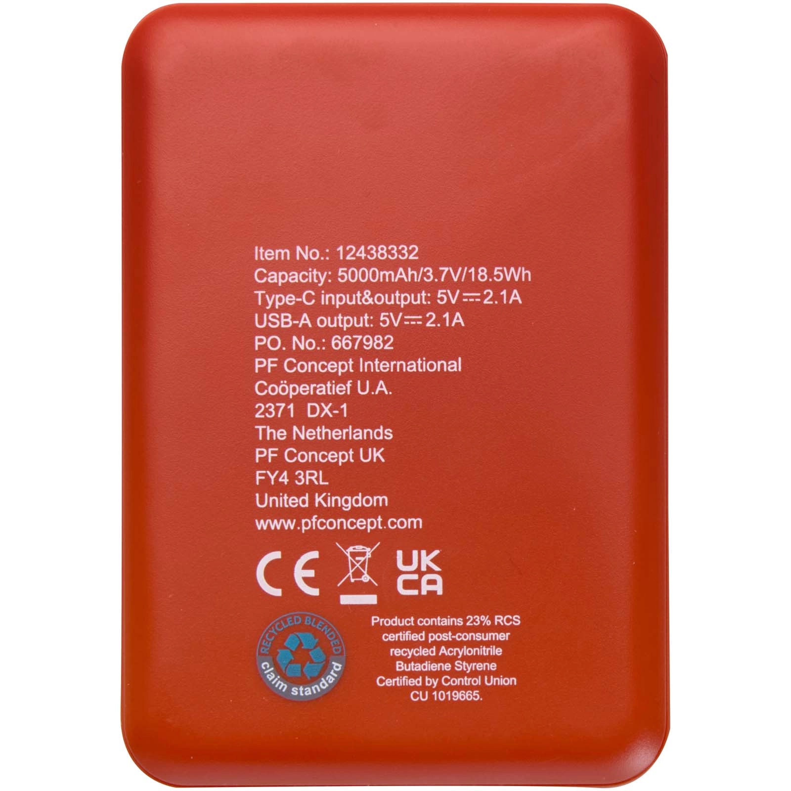 Immagine Power bank da 5000 mAh di Tipo C in plastica riciclata Asama