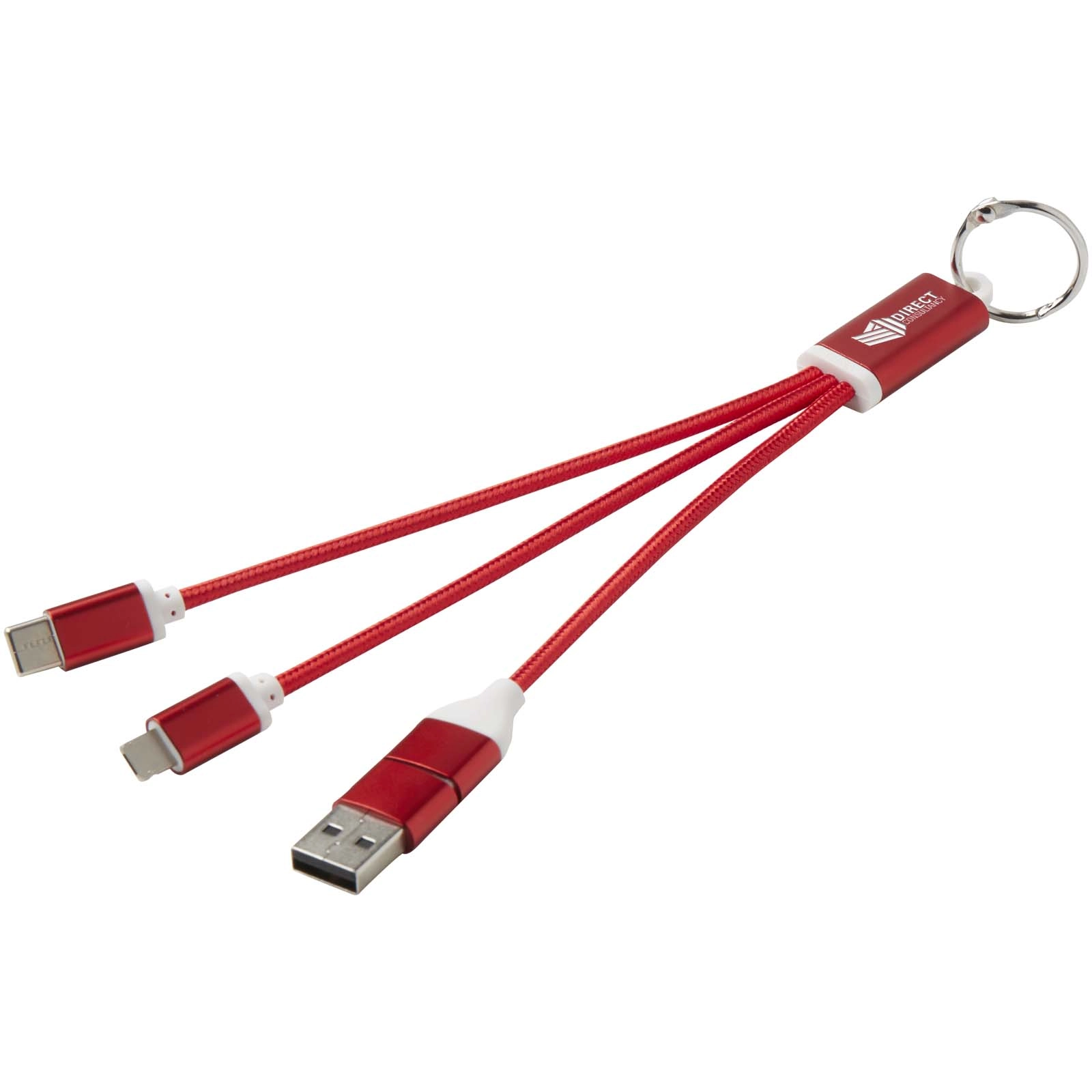 Immagine Cavo di ricarica in alluminio riciclato 4 in 1 con portachiavi Metal