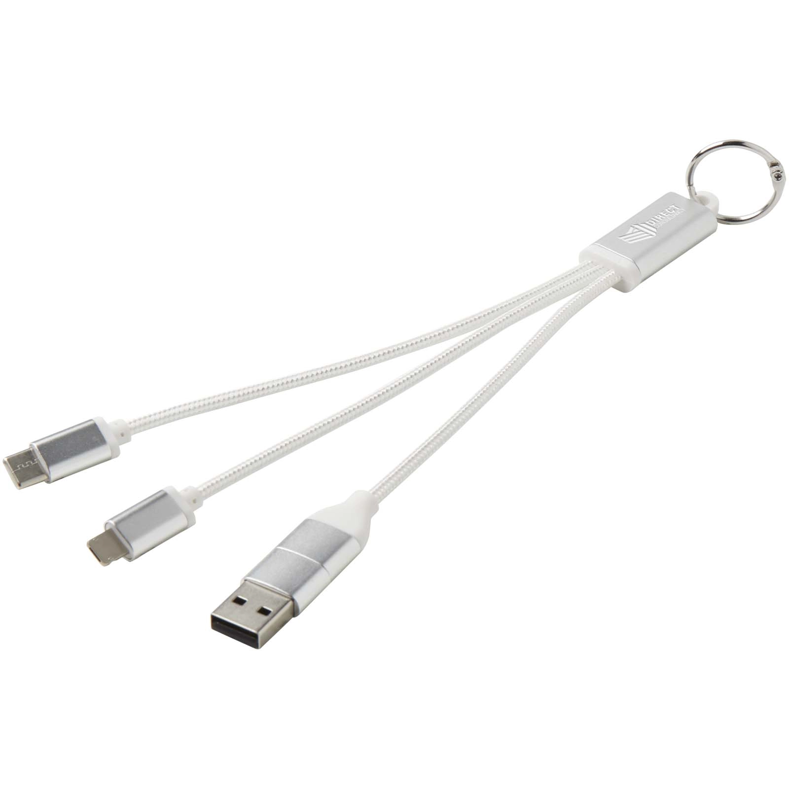 Immagine Cavo di ricarica in alluminio riciclato 4 in 1 con portachiavi Metal