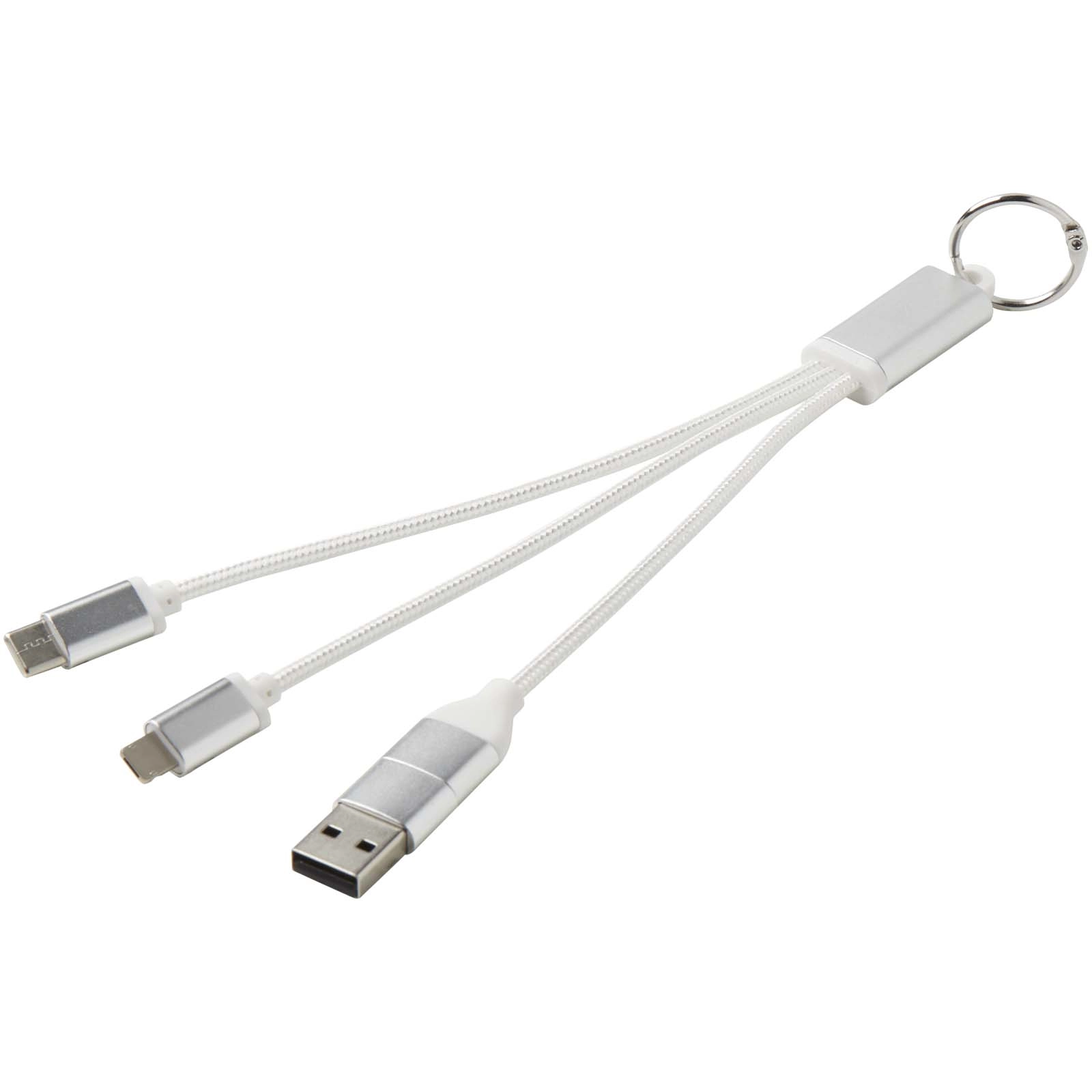 Immagine Cavo di ricarica in alluminio riciclato 4 in 1 con portachiavi Metal