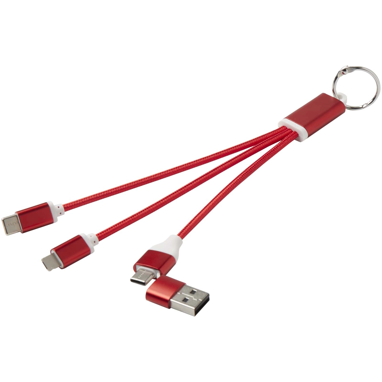 Immagine Cavo di ricarica in alluminio riciclato 4 in 1 con portachiavi Metal