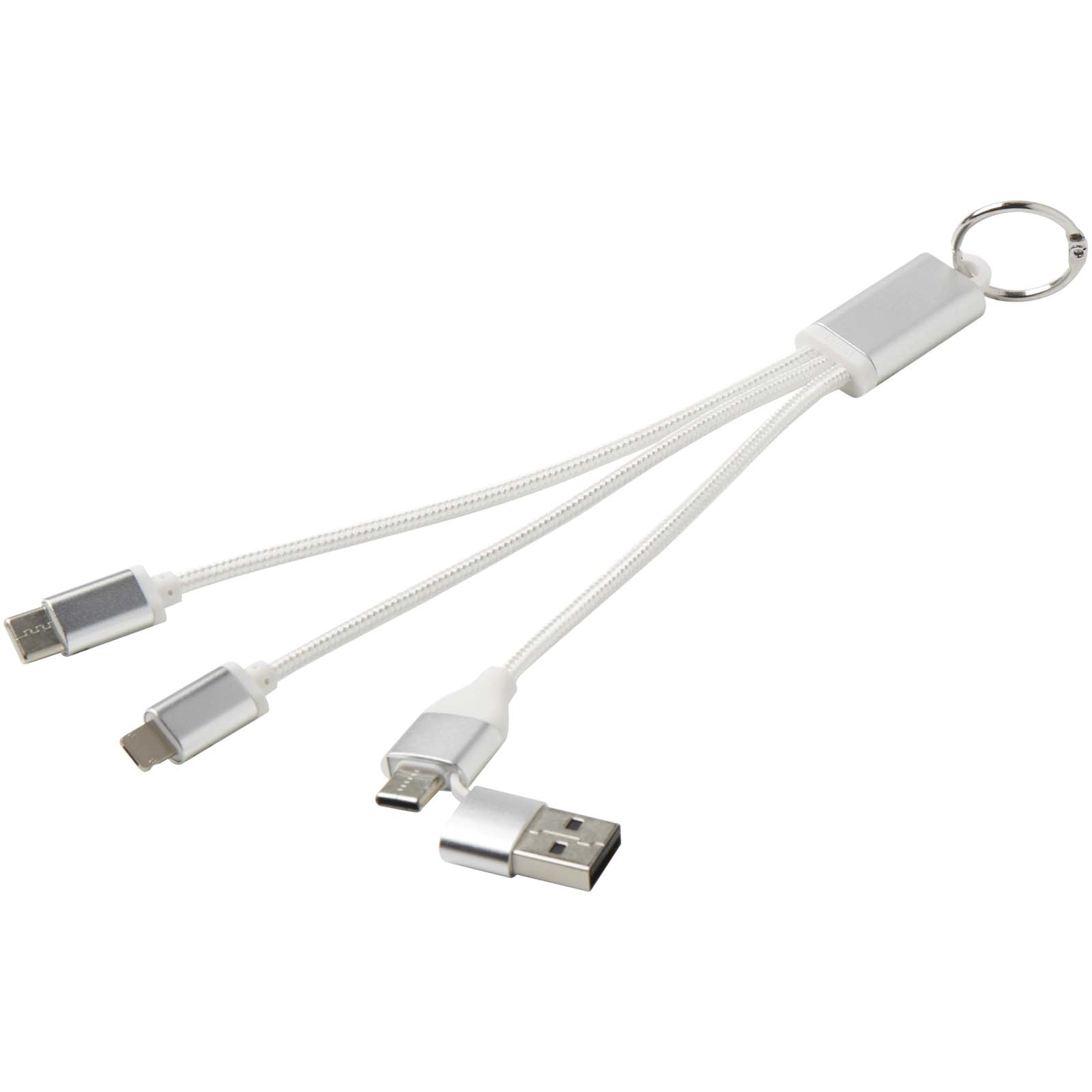 Immagine Cavo di ricarica in alluminio riciclato 4 in 1 con portachiavi Metal