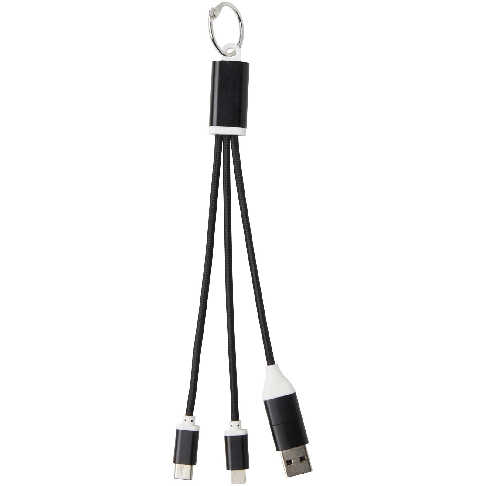 Immagine Cavo di ricarica in alluminio riciclato 4 in 1 con portachiavi Metal