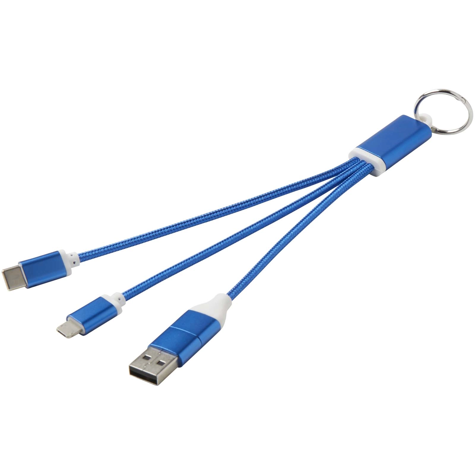 Immagine Cavo di ricarica in alluminio riciclato 4 in 1 con portachiavi Metal