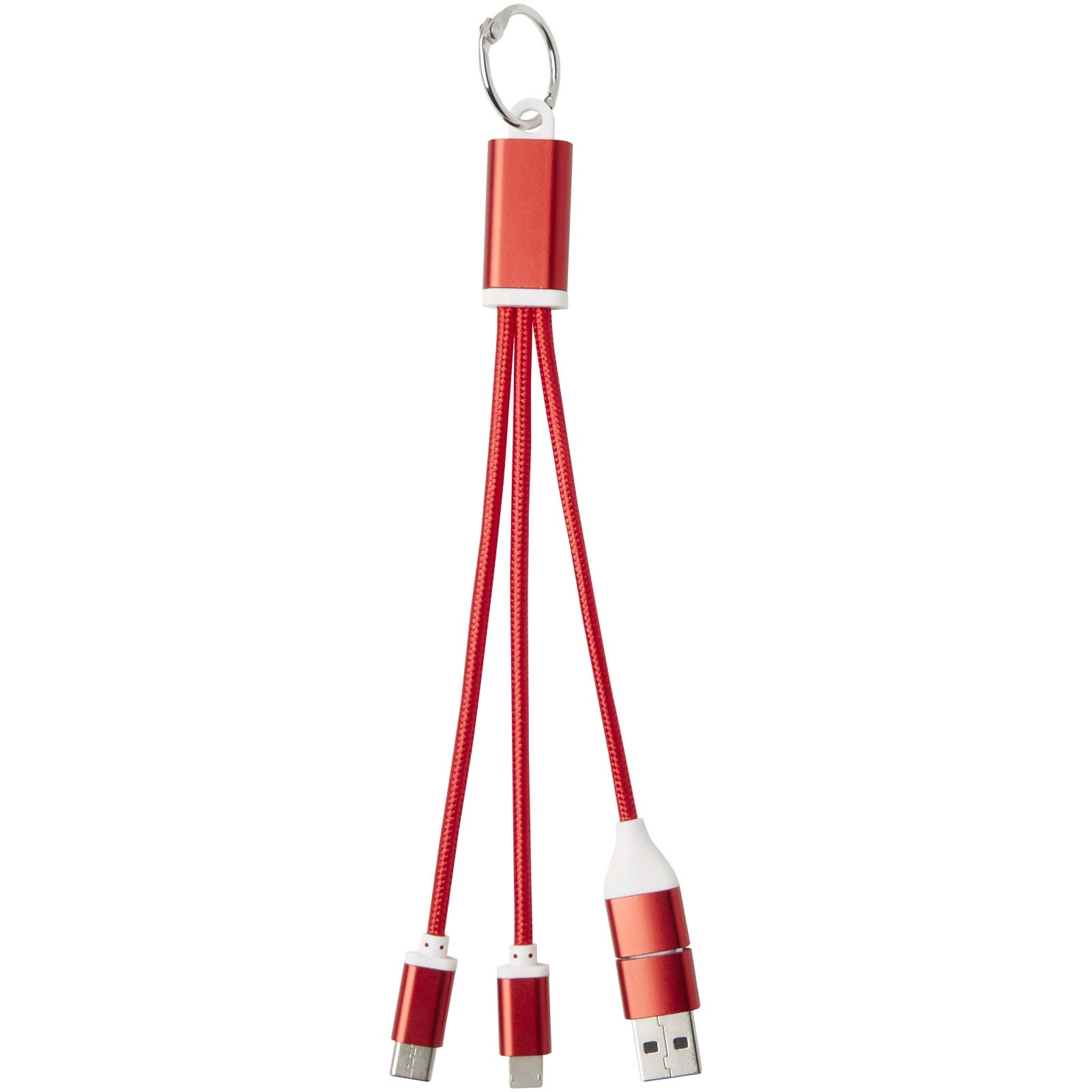 Immagine Cavo di ricarica in alluminio riciclato 4 in 1 con portachiavi Metal