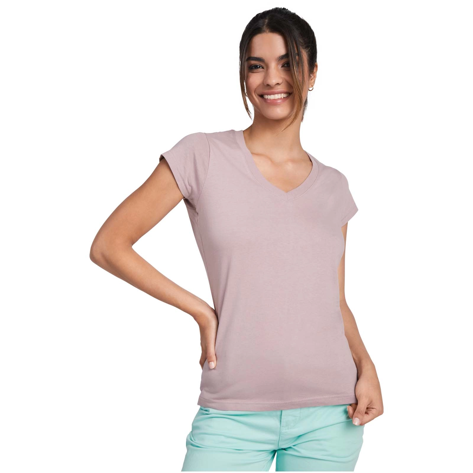 Immagine T-shirt a maniche corte con scollo a V da donna Victoria