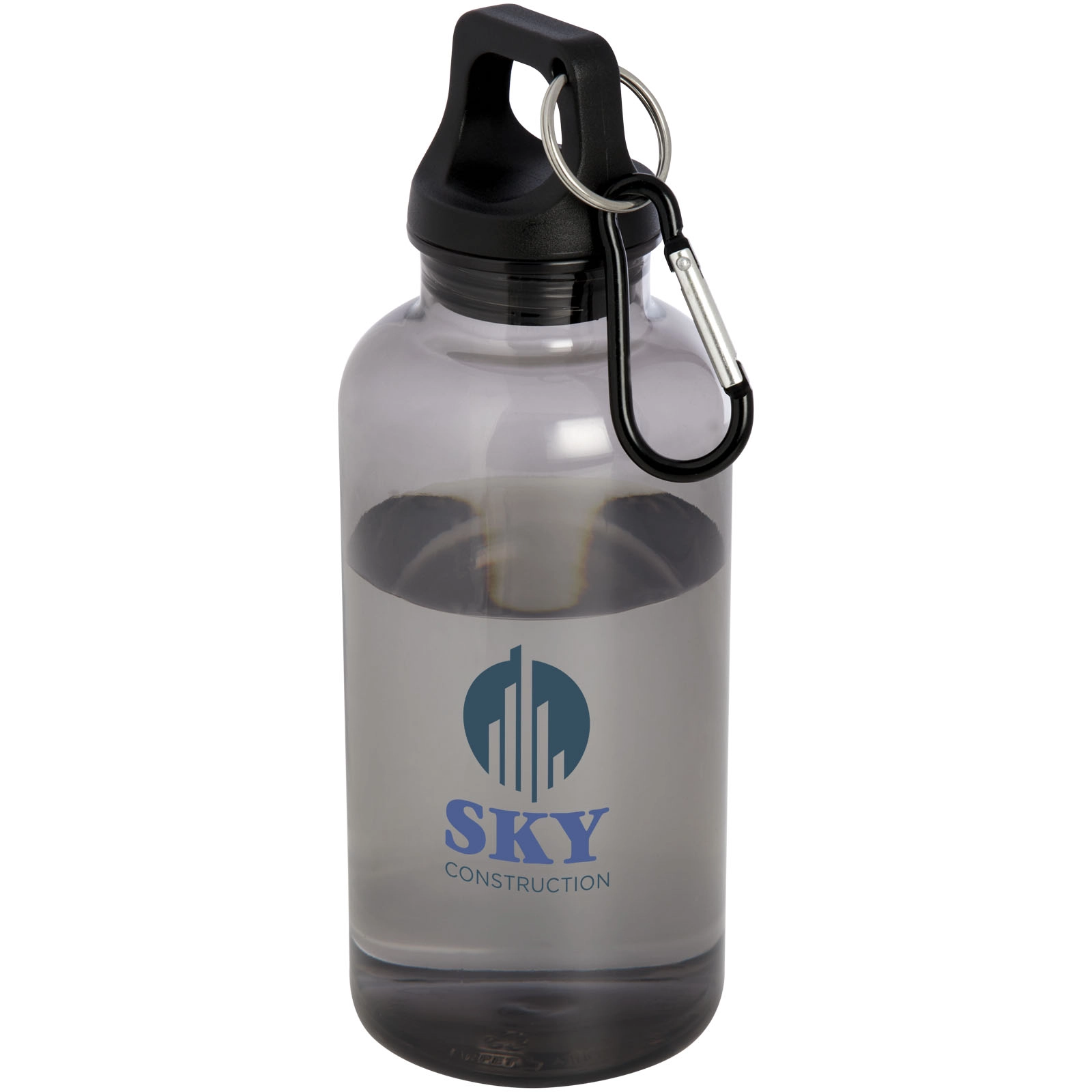 Immagine Borraccia in plastica riciclata certificata RCS da 400 ml con moschettone Oregon