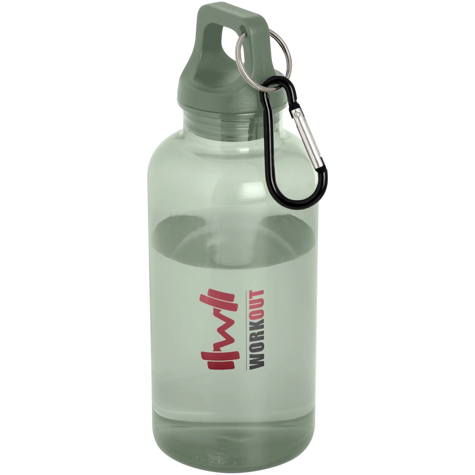 Immagine Borraccia in plastica riciclata certificata RCS da 400 ml con moschettone Oregon