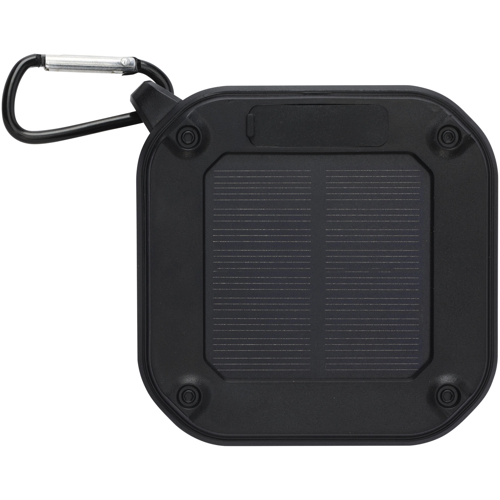 Immagine Speaker Bluetooth® IPX5 a ricarica solare in plastica riciclata RCS da 3 W con moschettone Solo 