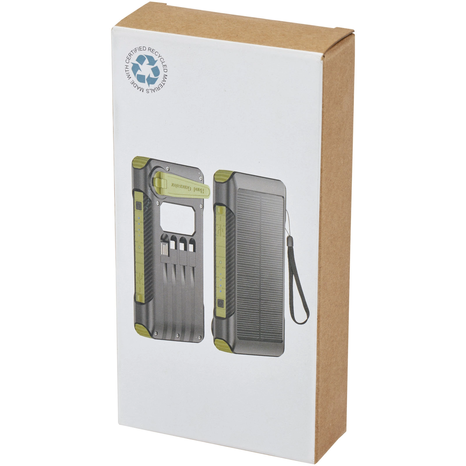 Immagine Power bank a dinamo solare in plastica riciclata RCS da 10.000 mAh Soldy 