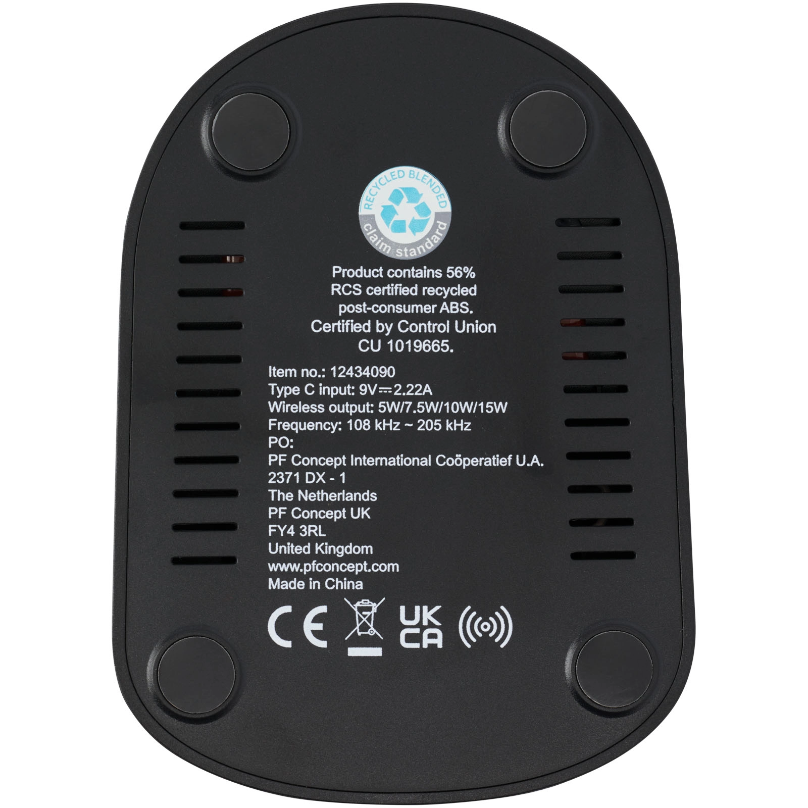 Immagine Stazione di ricarica in plastica riciclata RCS a doppia bobina da 15 W Loop
