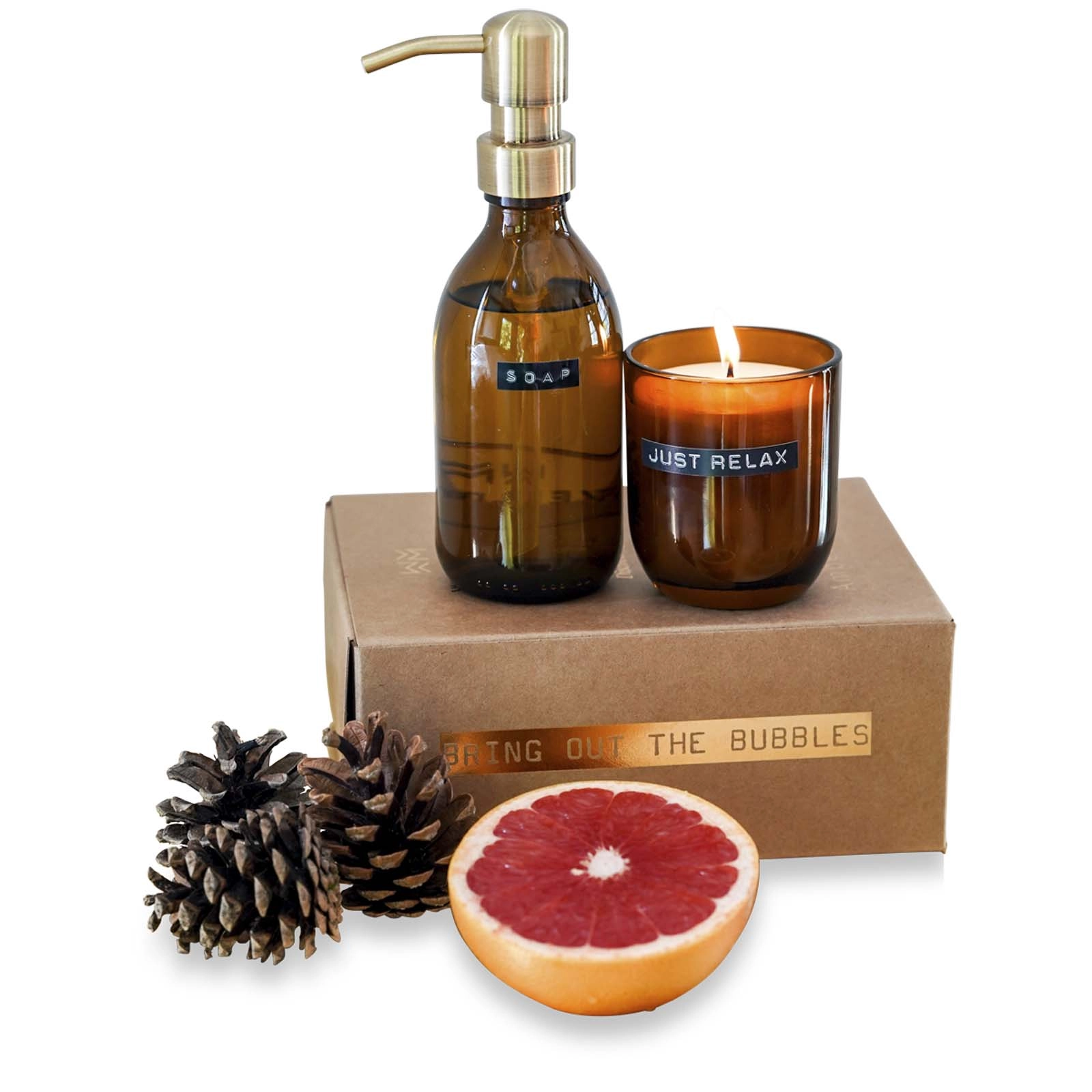 Immagine Set di dispenser sapone per le mani da 200 ml e candela profumata da 150 g con fragranza di bambù Wellmark Discovery