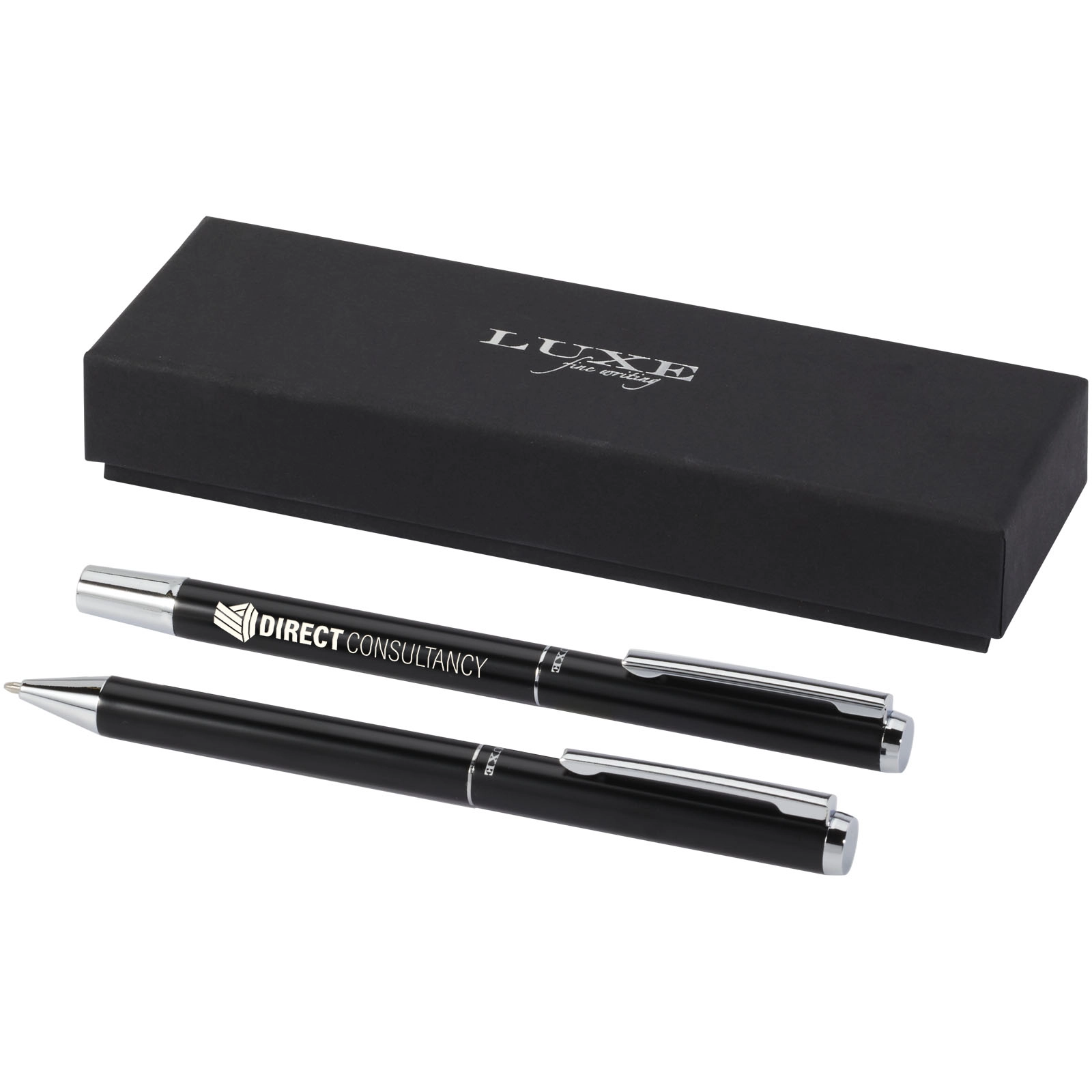 Immagine Set regalo con penna a sfera e penna roller in alluminio riciclato Lucetto (inchiostro nero)