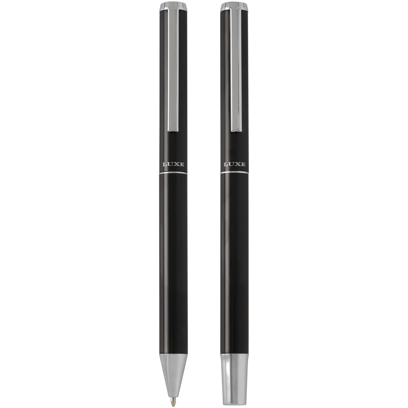 Immagine Set regalo con penna a sfera e penna roller in alluminio riciclato Lucetto (inchiostro nero)