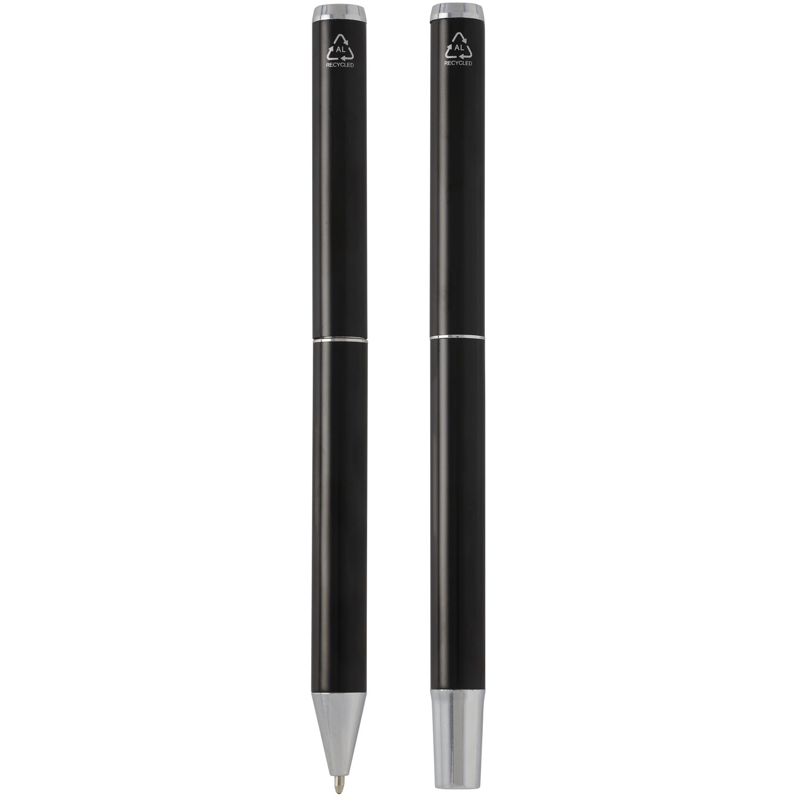 Immagine Set regalo con penna a sfera e penna roller in alluminio riciclato Lucetto (inchiostro nero)