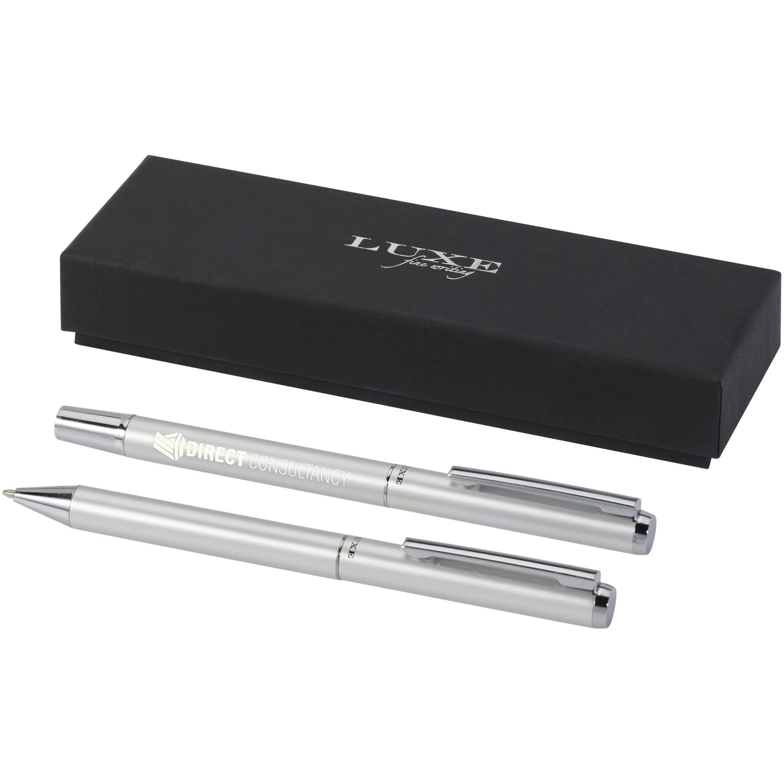 Immagine Set regalo con penna a sfera e penna roller in alluminio riciclato Lucetto (inchiostro nero)
