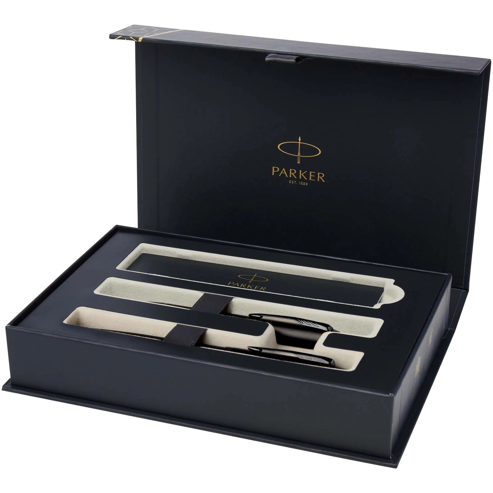 Immagine Parker set penna a sfera e penna roller acromatiche in confezione regalo IM (inchiostro nero/blu)