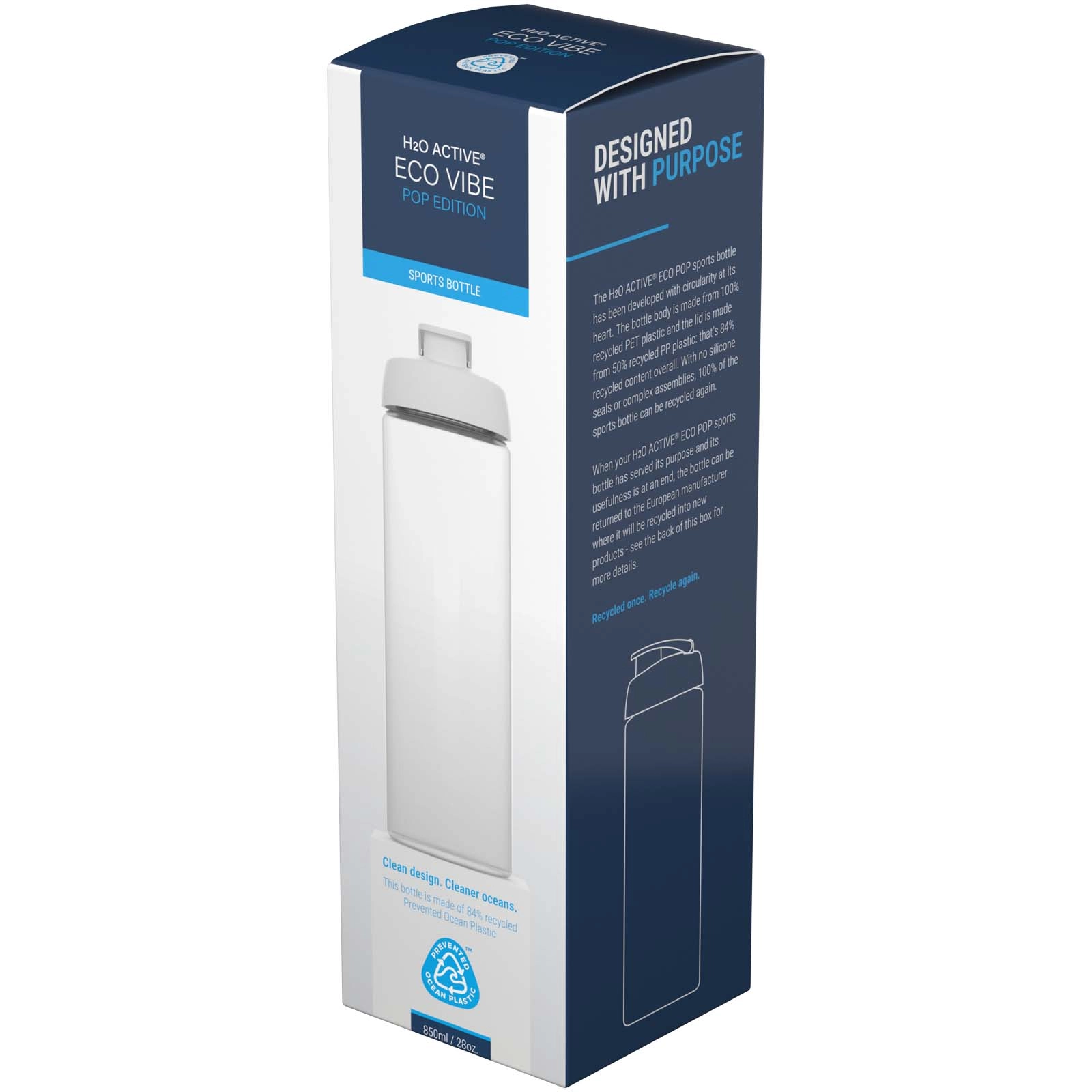 Immagine Borraccia sportiva da 850 ml con coperchio a scatto H2O Active® Eco Vibe