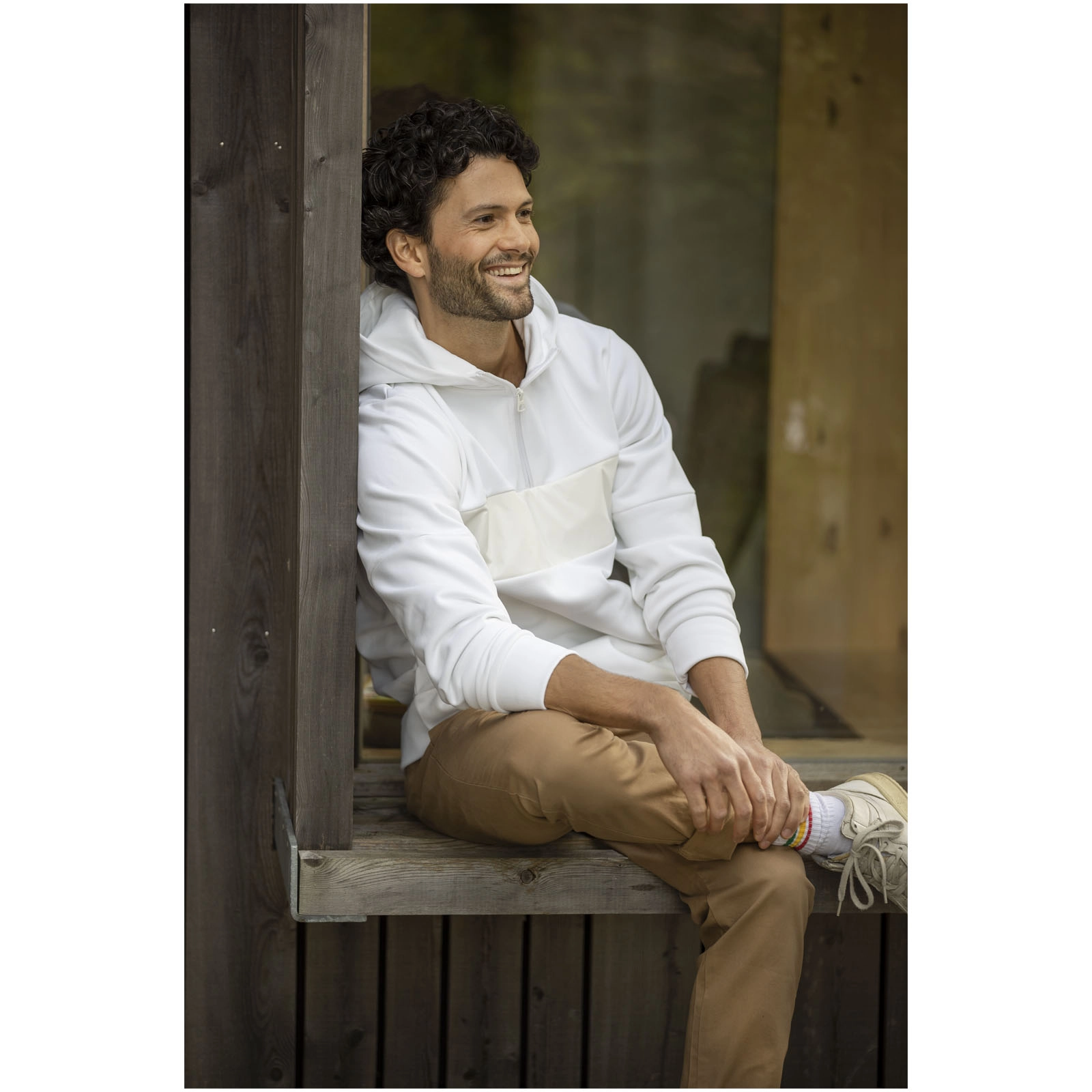 Immagine Felpa anorak con cappuccio da uomo a mezza zip Sayan