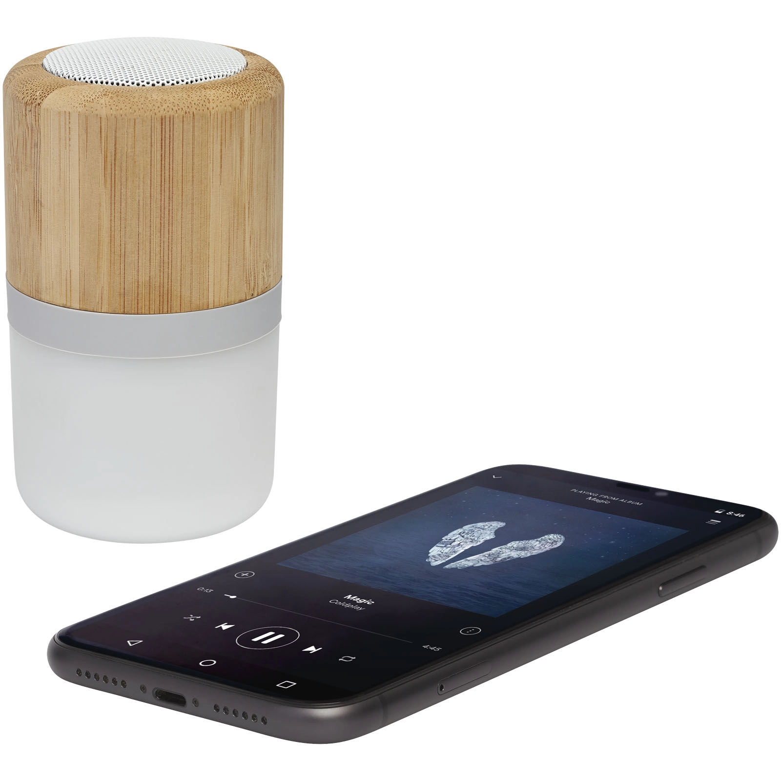 Immagine Speaker Bluetooth® in bambù Aurea con luce 