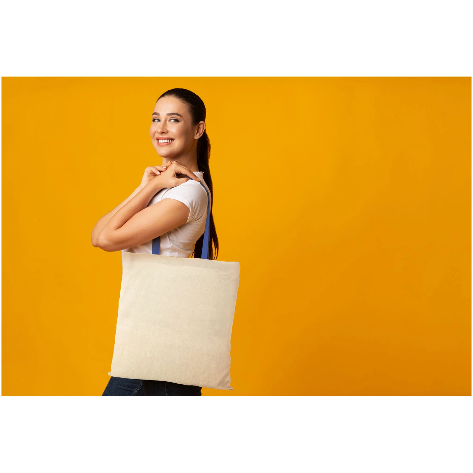 Immagine Shopper in cotone 100 g/m² con manici colorati Nevada - 7L