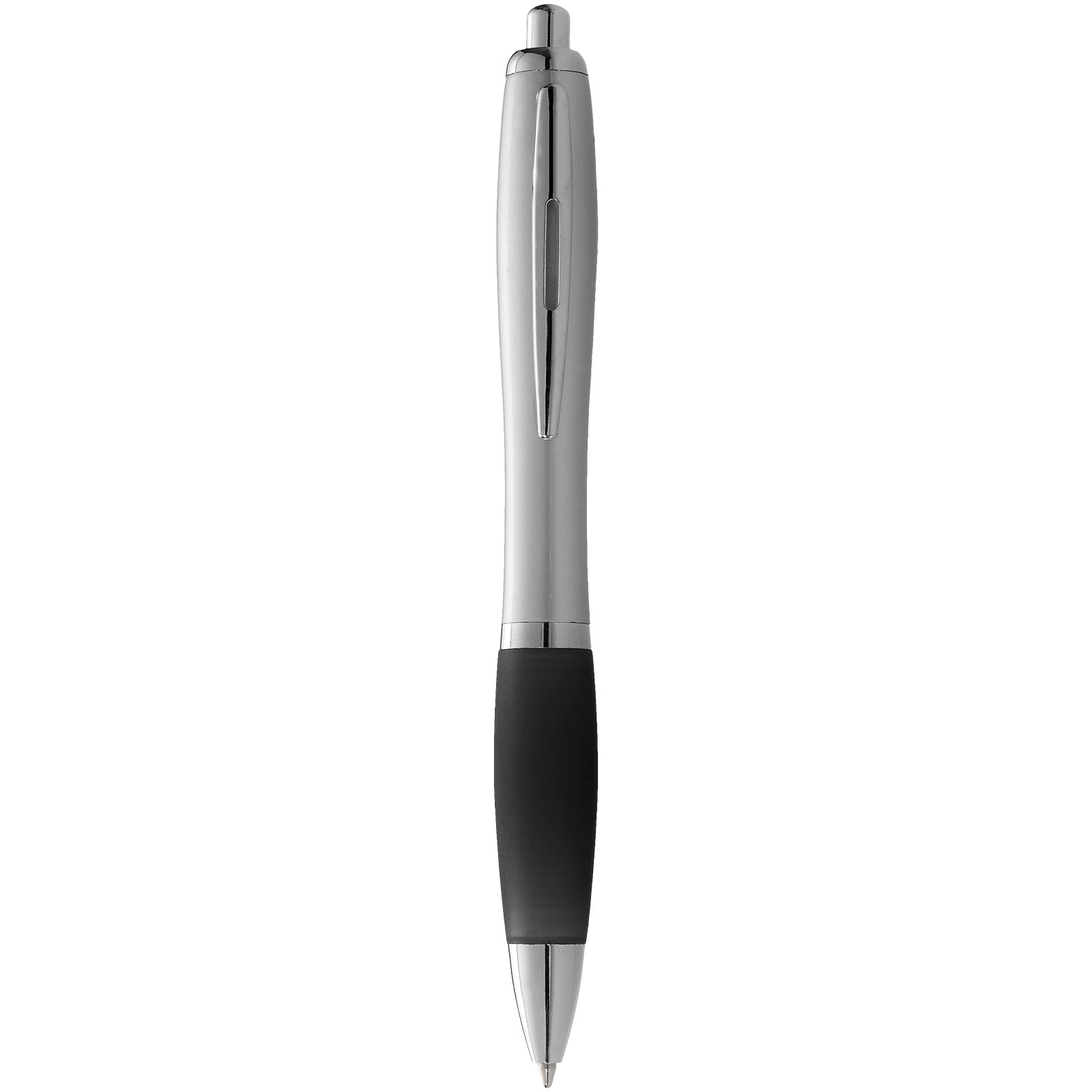 Immagine Penna a sfera con fusto argento e impugnatura colorata Nash (inchiostro blu)