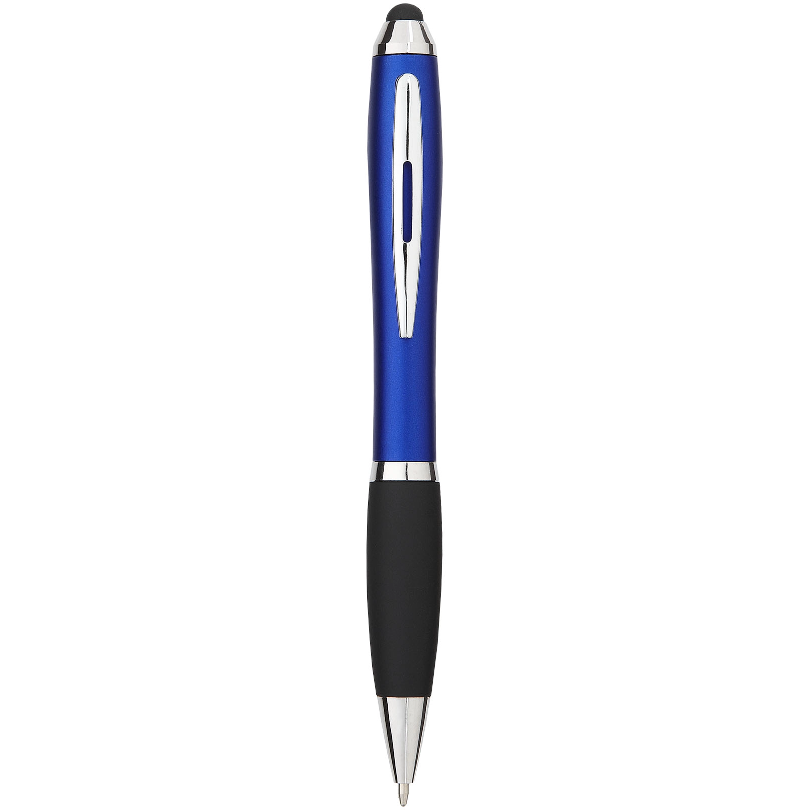 Immagine Penna a sfera colorata con stylus e impugnatura nera Nash (inchiostro blu)