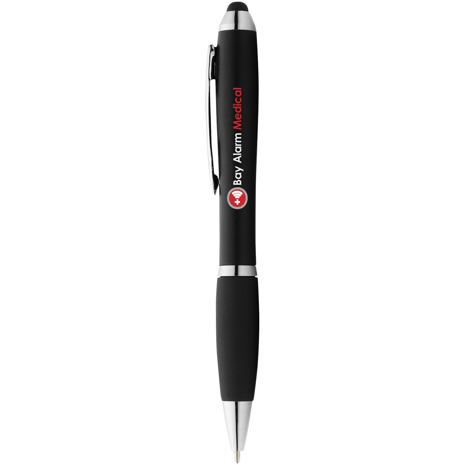 Immagine Penna a sfera colorata con stylus e impugnatura nera Nash (inchiostro blu)
