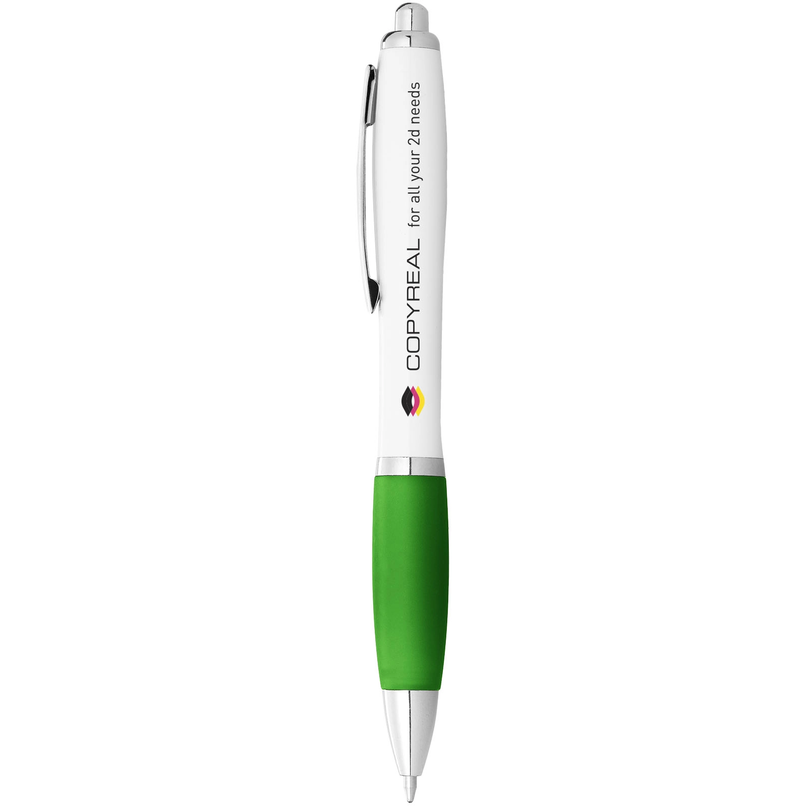Immagine Penna a sfera con fusto bianco e impugnatura colorata Nash (inchiostro blu)