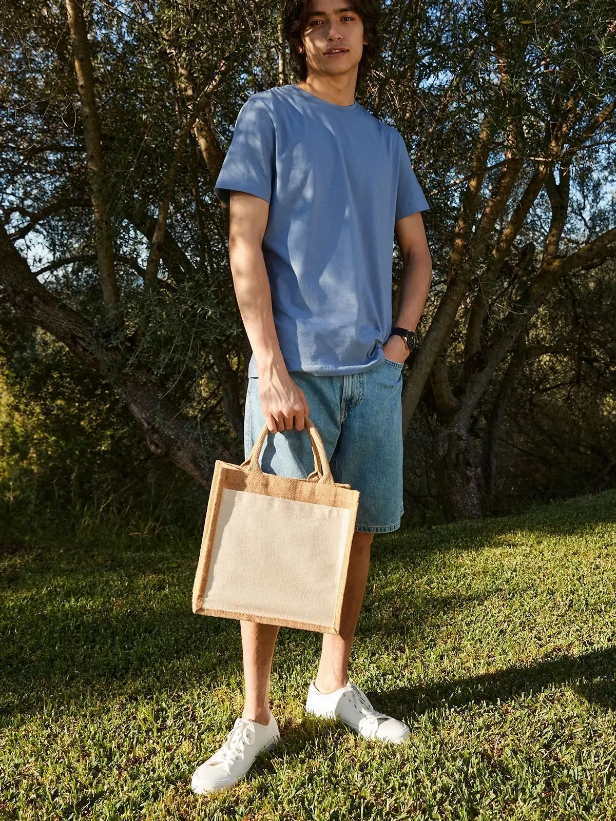 Immagine Cotton Pocket Jute Midi Tote