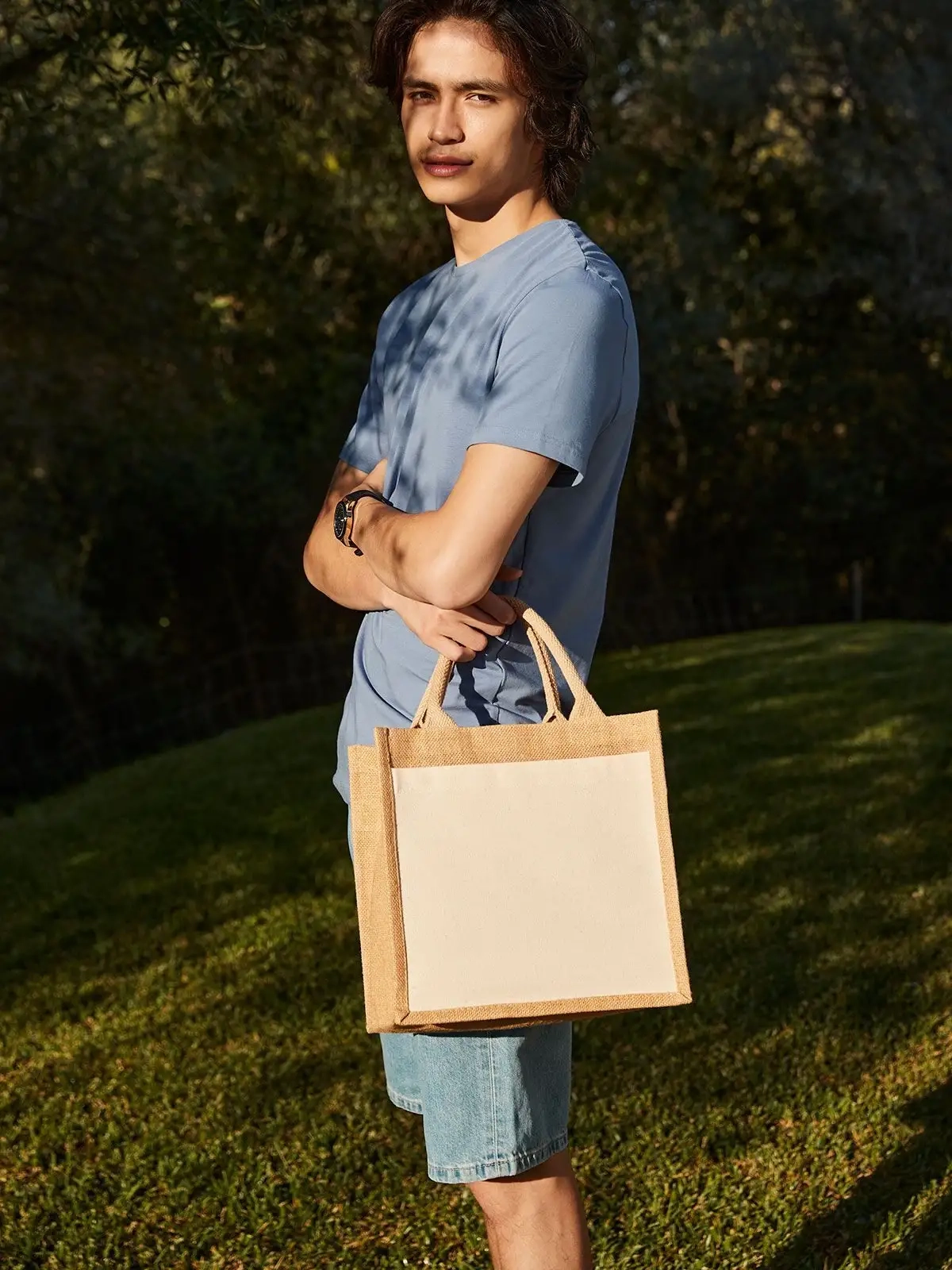 Immagine Cotton Pocket Jute Midi Tote