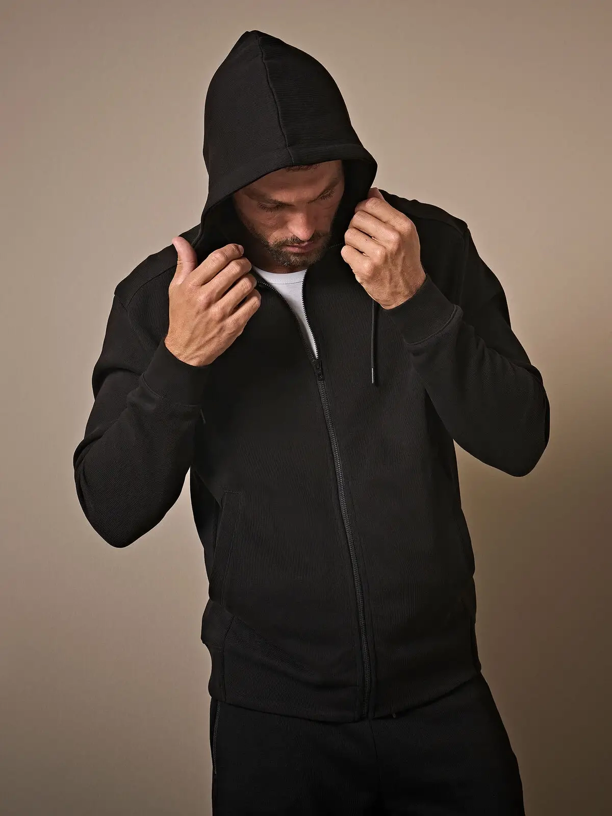 Immagine Ribbed Interlock Hooded Full Zip