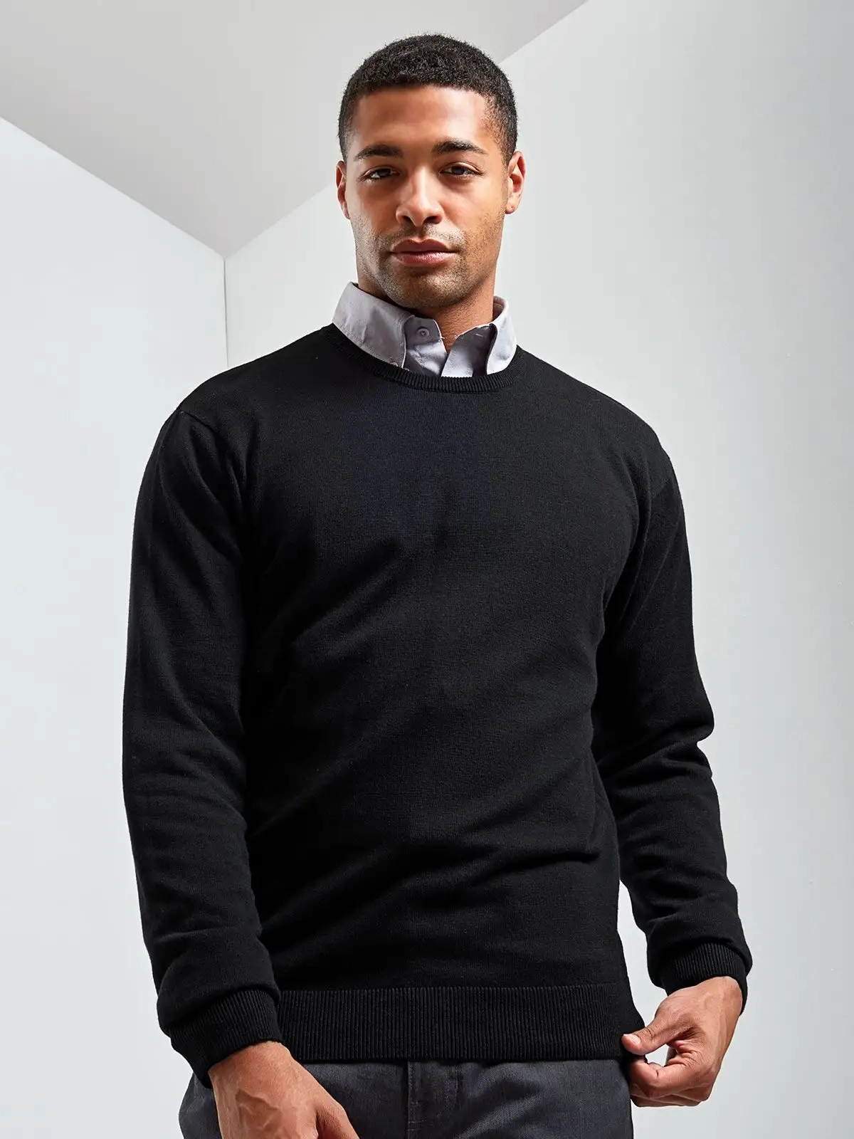 Immagine Men's Crew Neck Cotton Rich Knitted Sweater