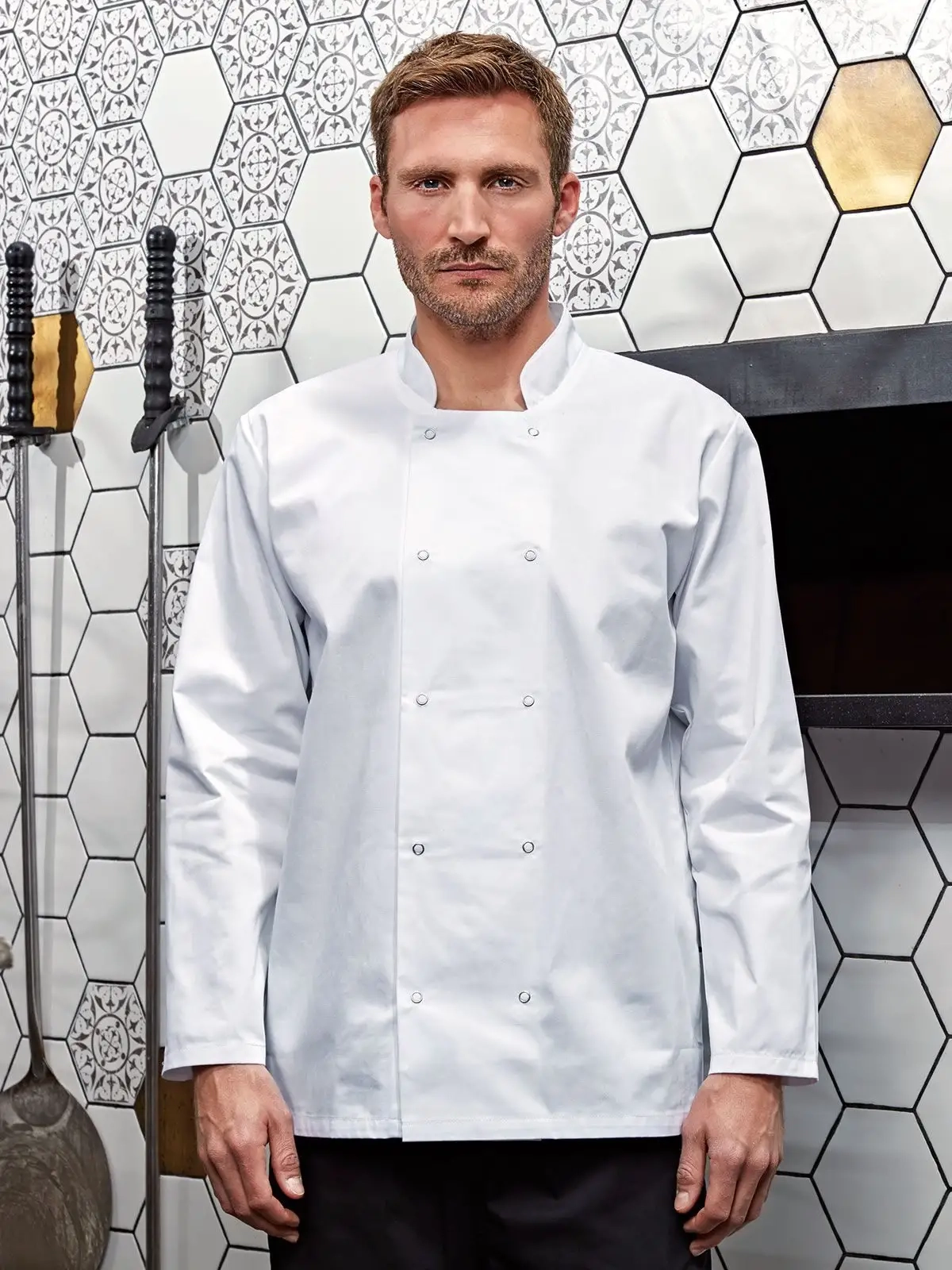 Immagine Long Sleeve Press Stud Chef''s Jacket