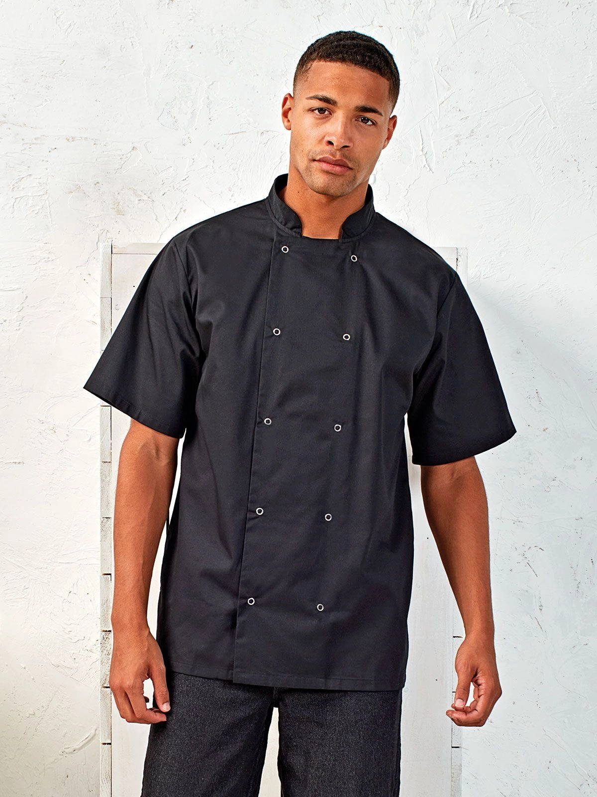 Immagine Studded Front Shorts Sleeve Chef's Jacket