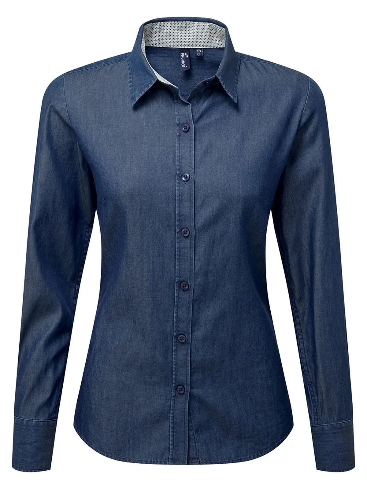 Immagine Women's Denim-Pindot Long Sleeve Shirt