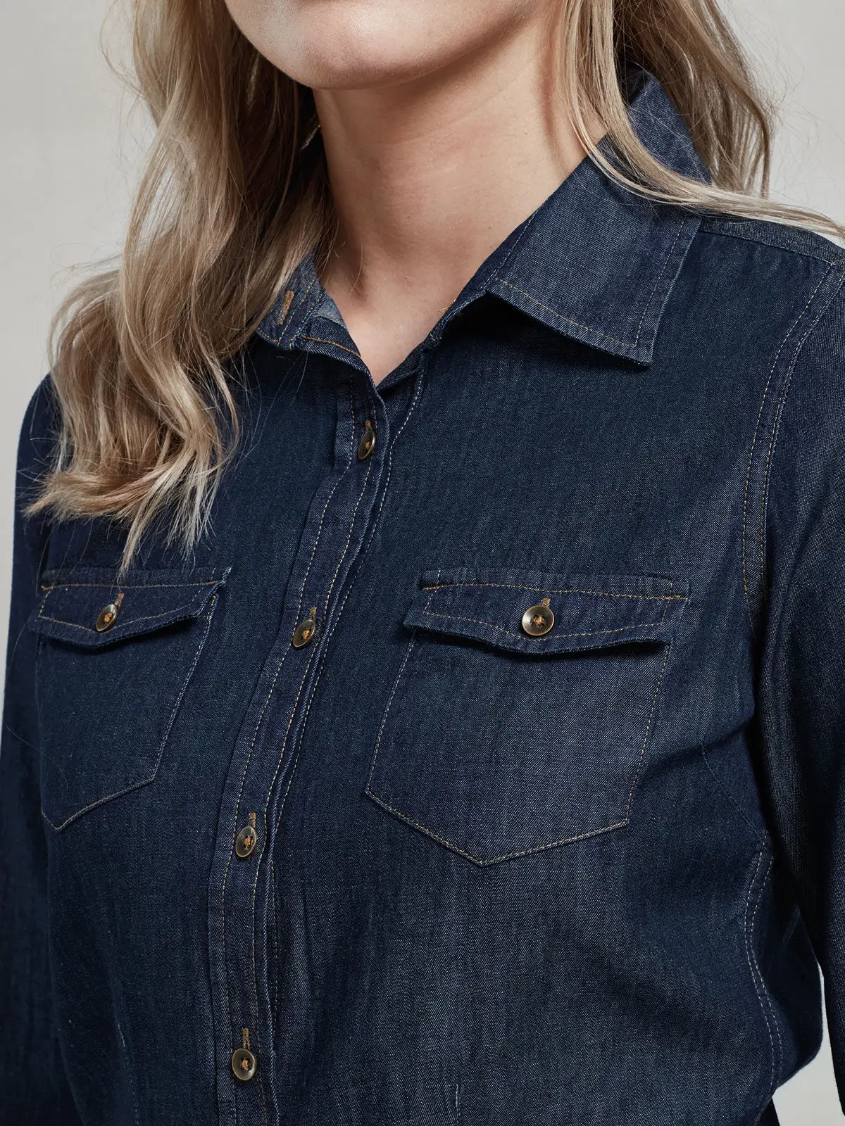 Immagine Ladies'' Jeans Stitch Denim Shirt