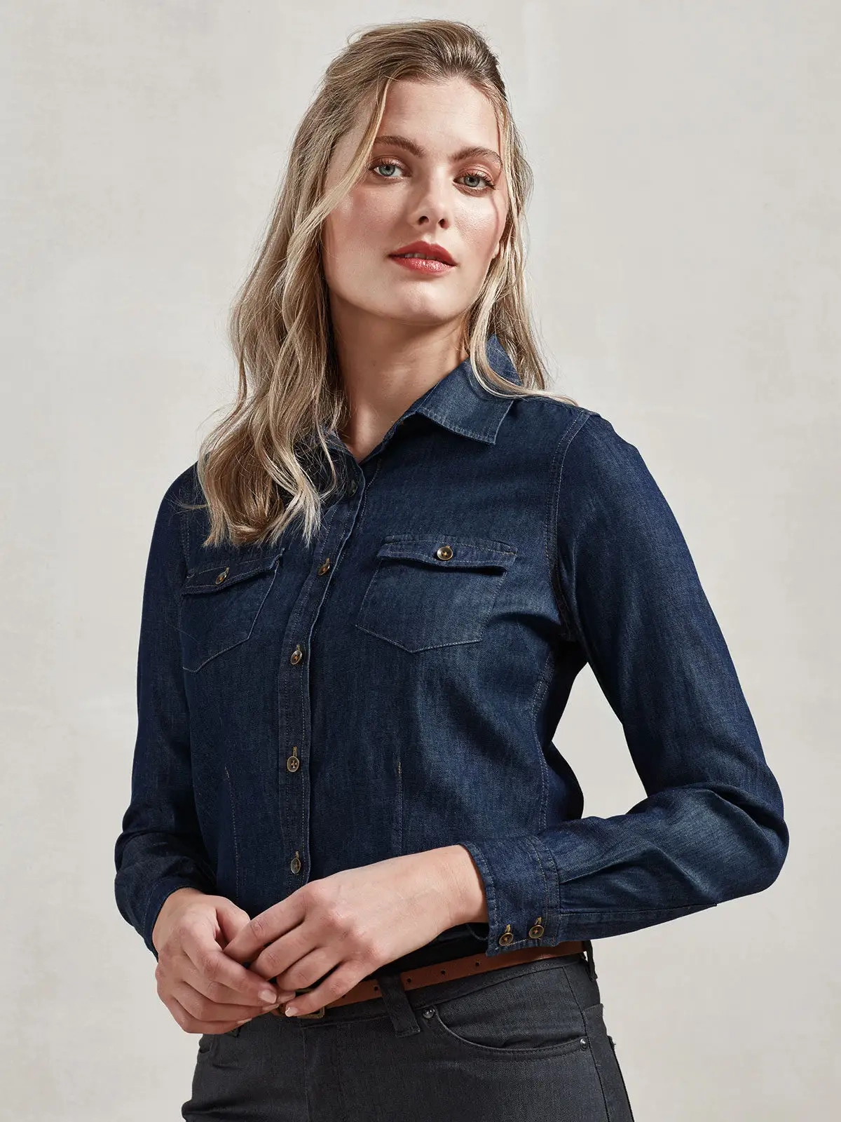 Immagine Ladies'' Jeans Stitch Denim Shirt