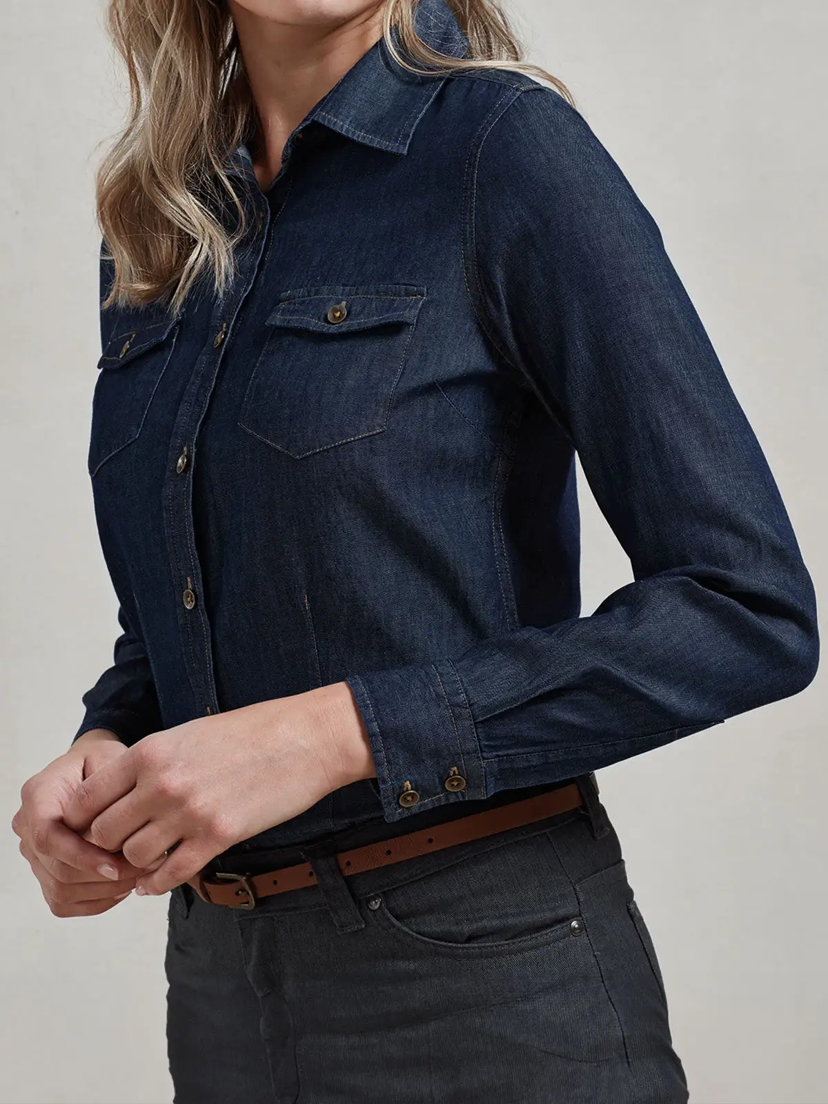 Immagine Ladies'' Jeans Stitch Denim Shirt