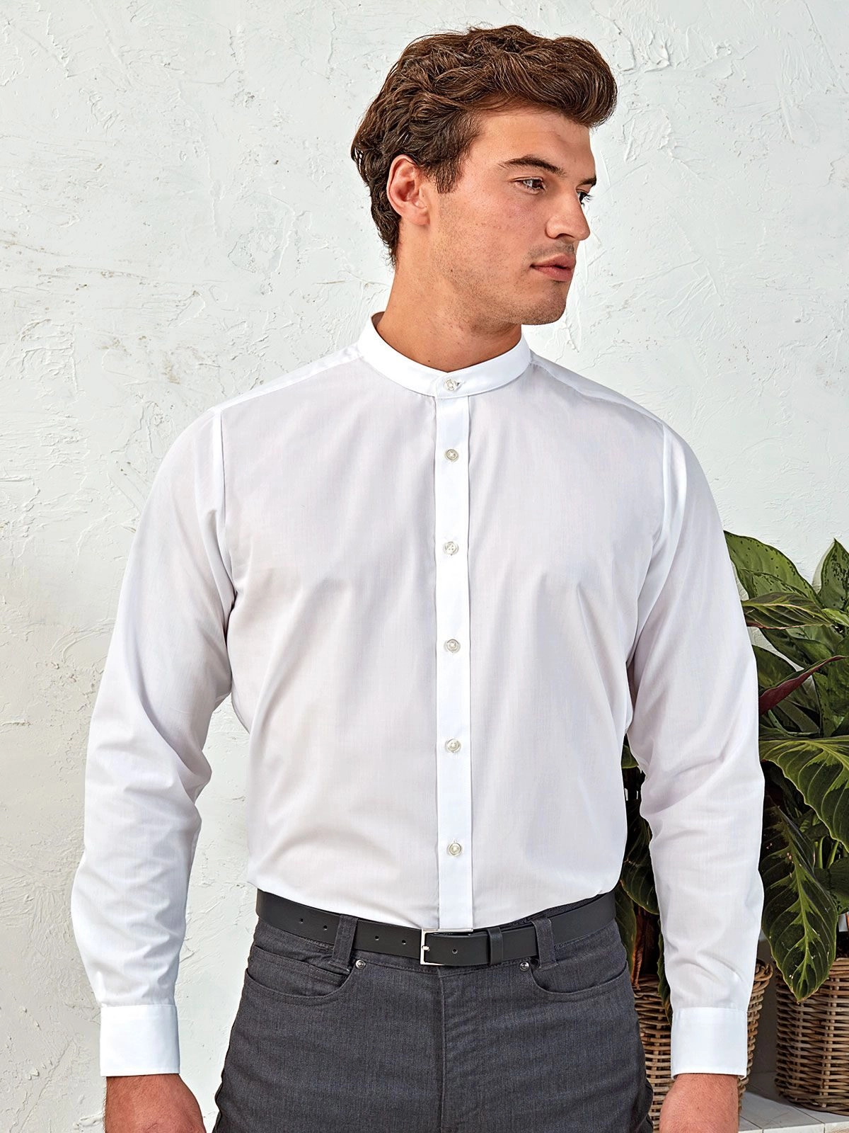Immagine Banded Collar 'Grandad' Long Sleeve Shirt