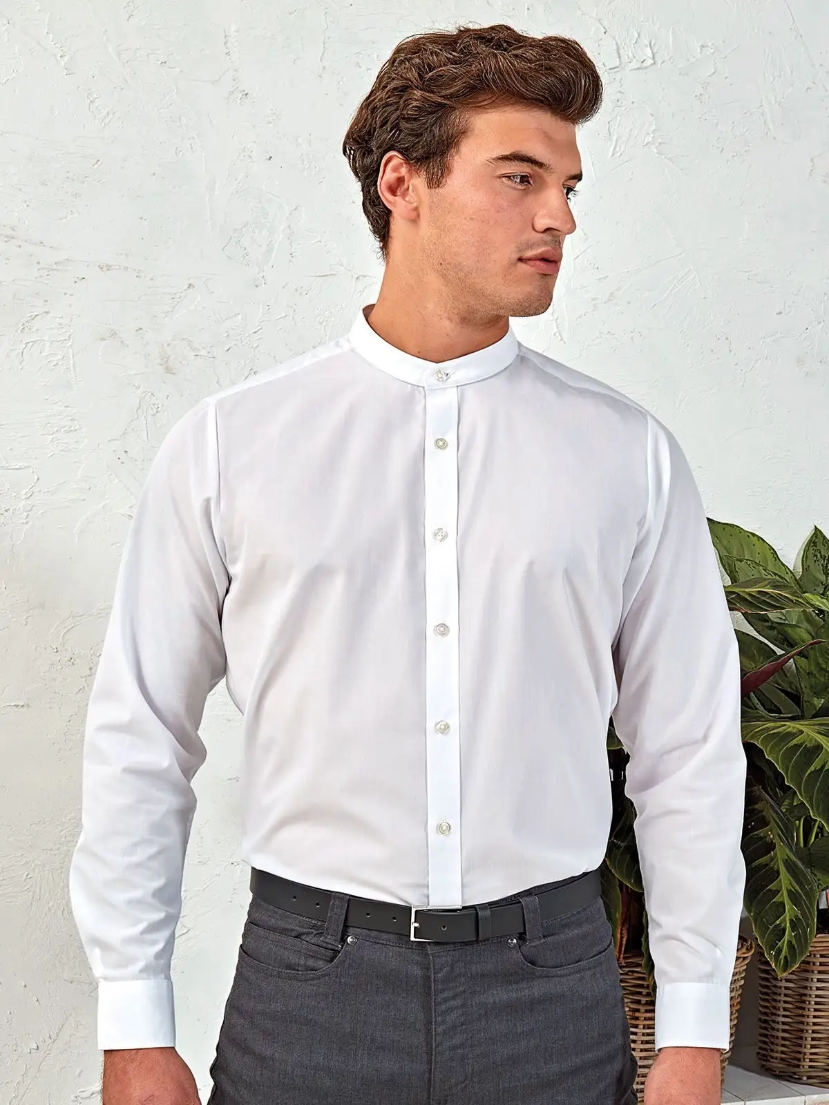 Immagine Banded Collar 'Grandad' Long Sleeve Shirt