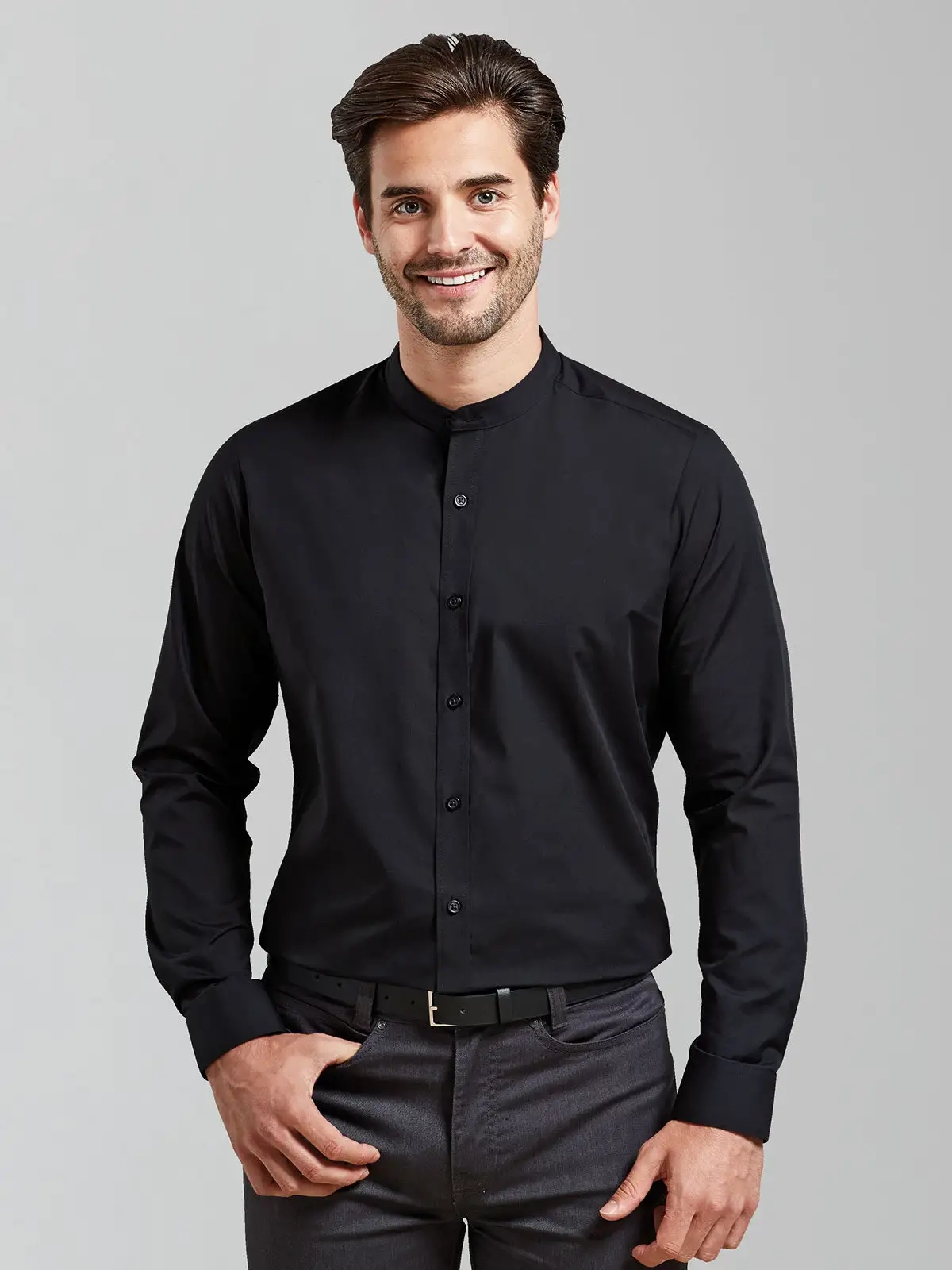 Immagine Banded Collar 'Grandad' Long Sleeve Shirt