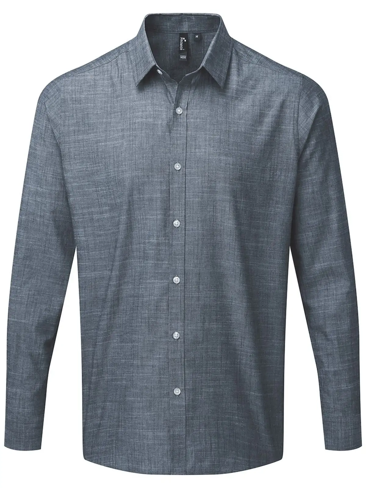 Immagine Men's Cotton Slub Chambray Long Sleeve Shirt