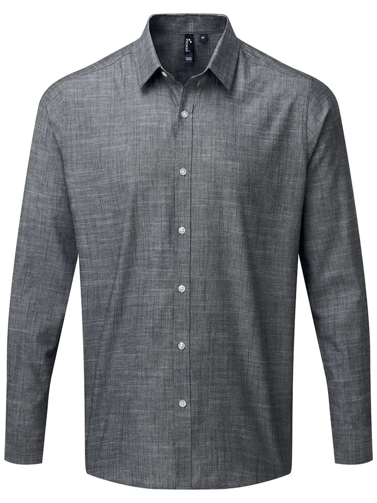 Immagine Men's Cotton Slub Chambray Long Sleeve Shirt