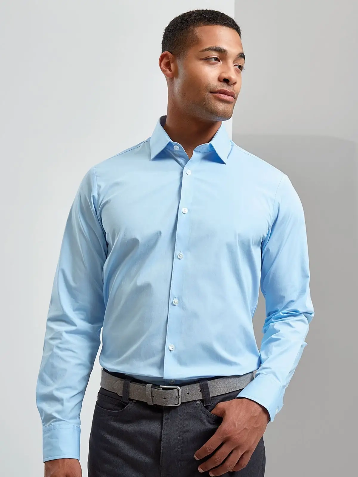 Immagine Men's Stretch Fit Cotton Poplin Long Sleeve Shirt