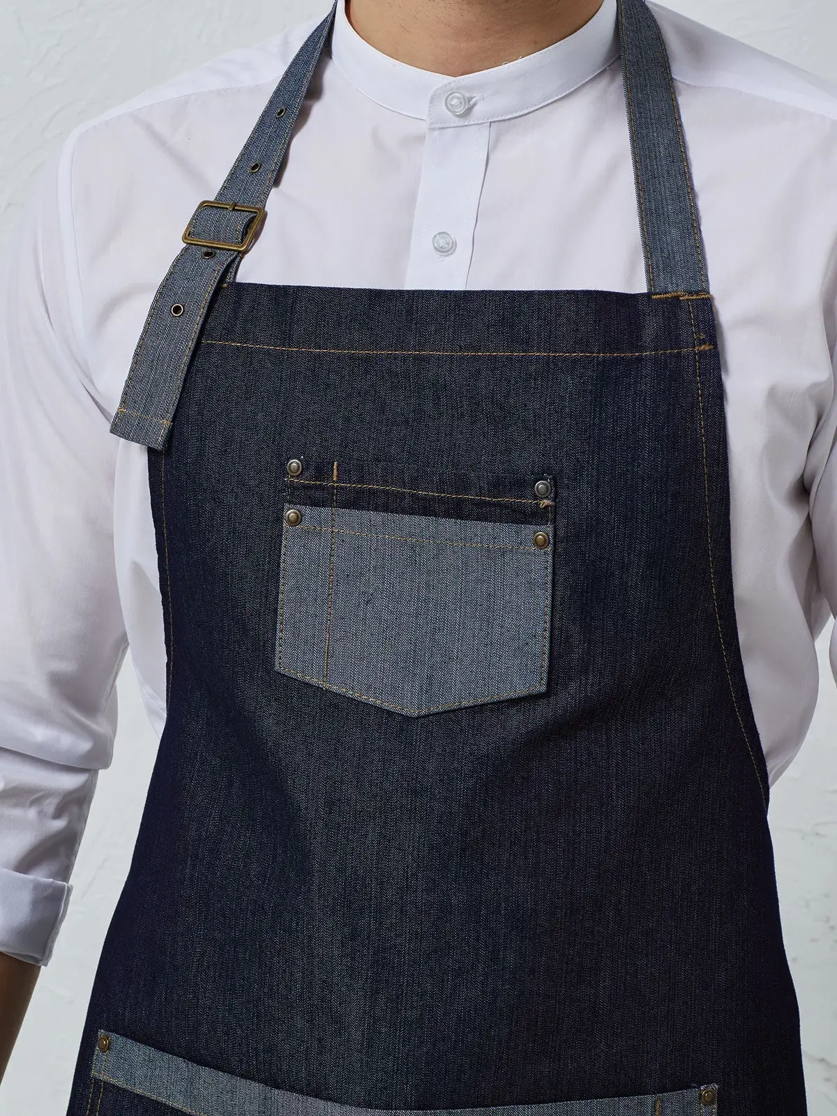 Immagine Domain Contrast Denim Bib Apron