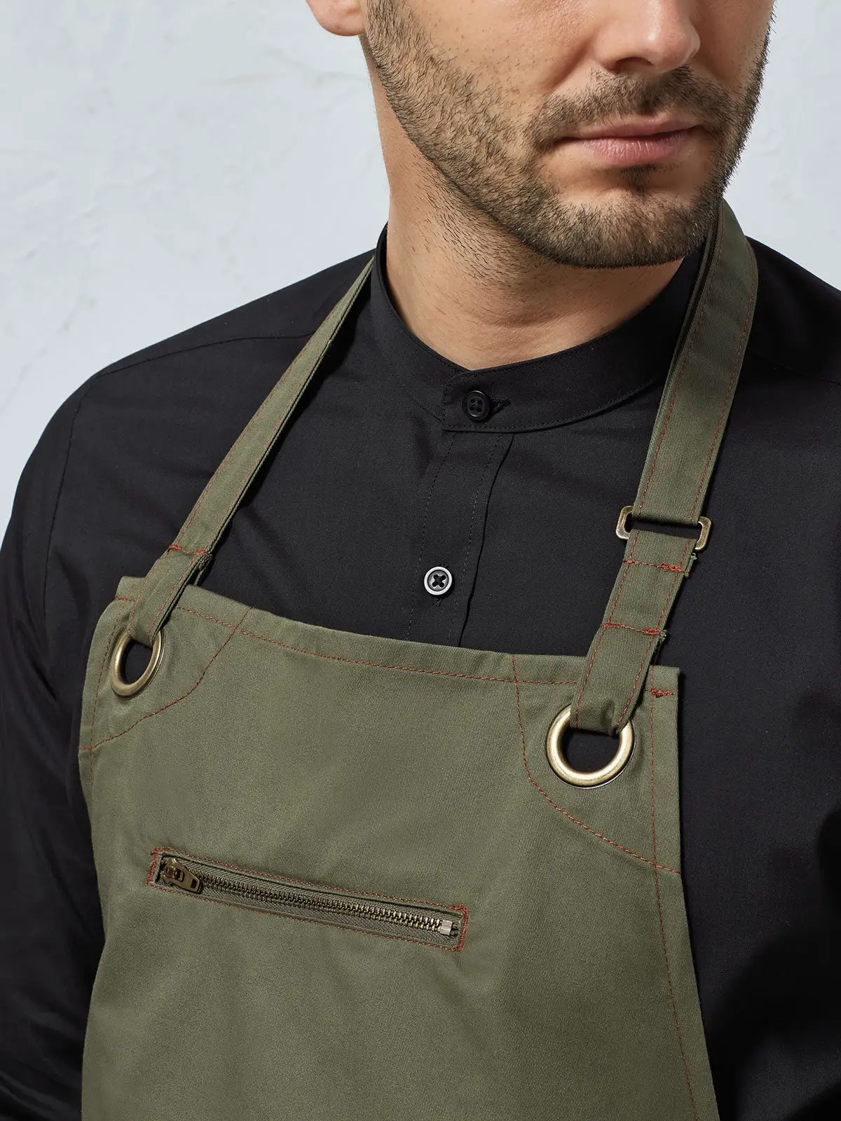 Immagine ‘Barley’ Contrast Stitch Sustainable Bib Apron