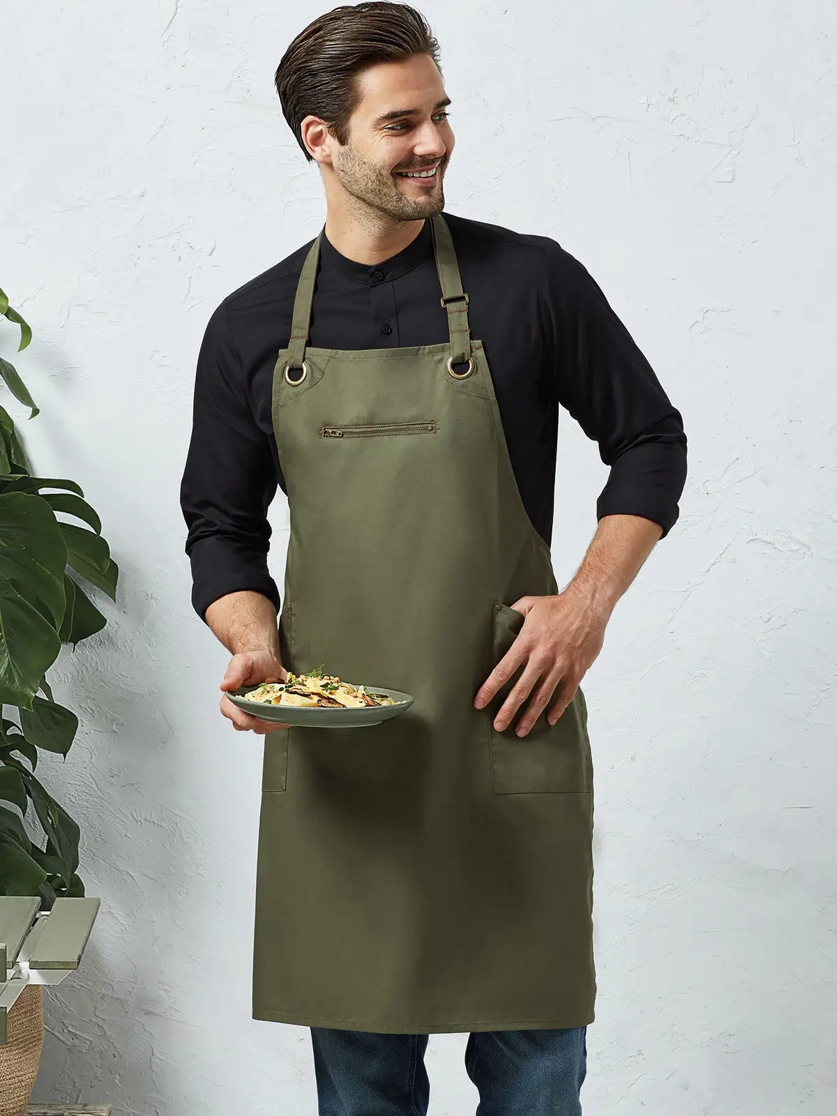 Immagine ‘Barley’ Contrast Stitch Sustainable Bib Apron